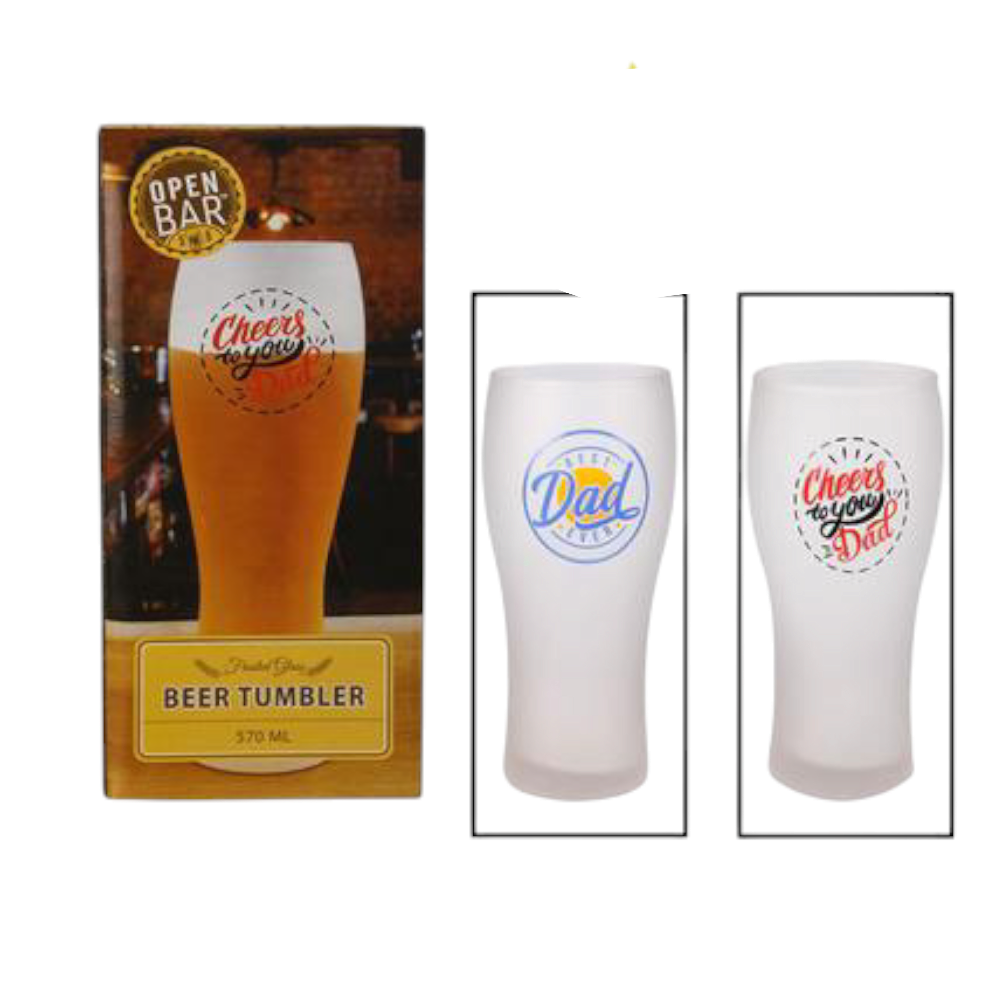 Dad's Glass Drinking Tumbler 570ml Frosted