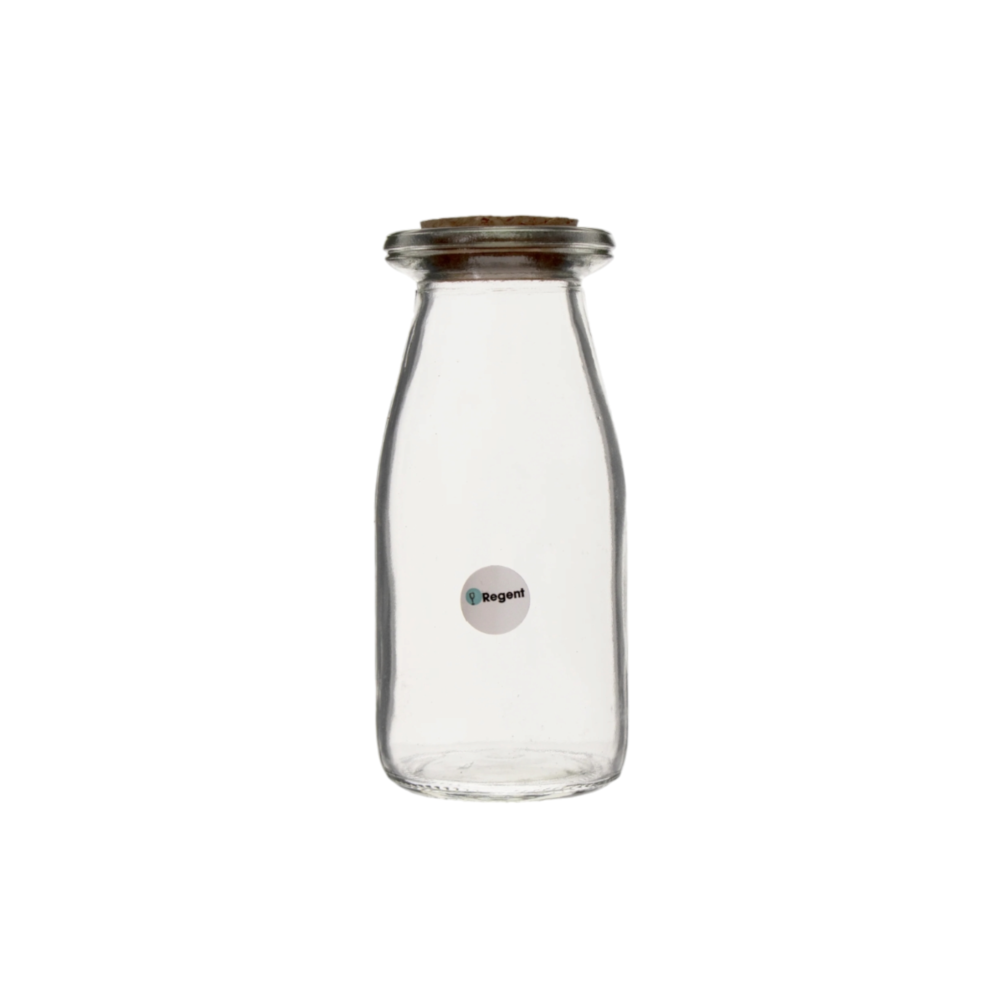 Regent Glass Round Bottle 190ml with Cork Lid 6pack