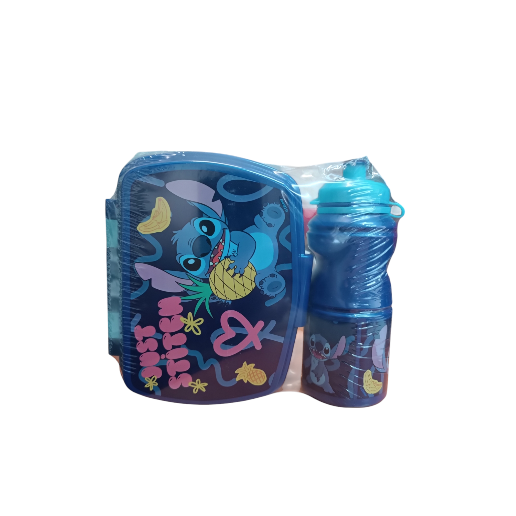 Disney Stitch Lunchbox & Sports Water Bottle Shrinkwrapped Palms 2pc Set