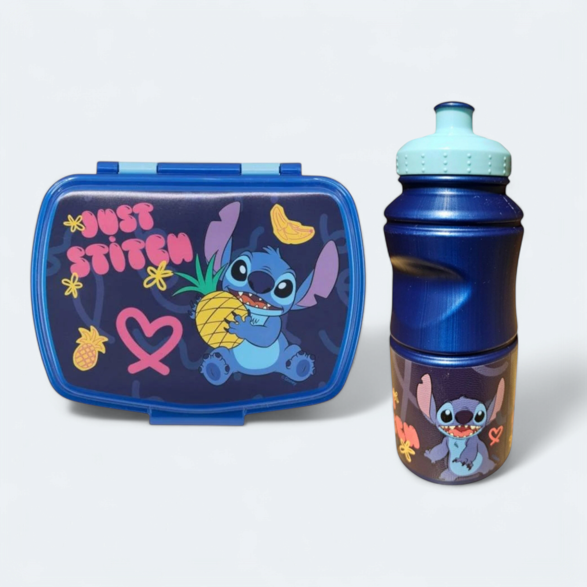 Disney Stitch Lunchbox & Sports Water Bottle Shrinkwrapped Palms 2pc Set