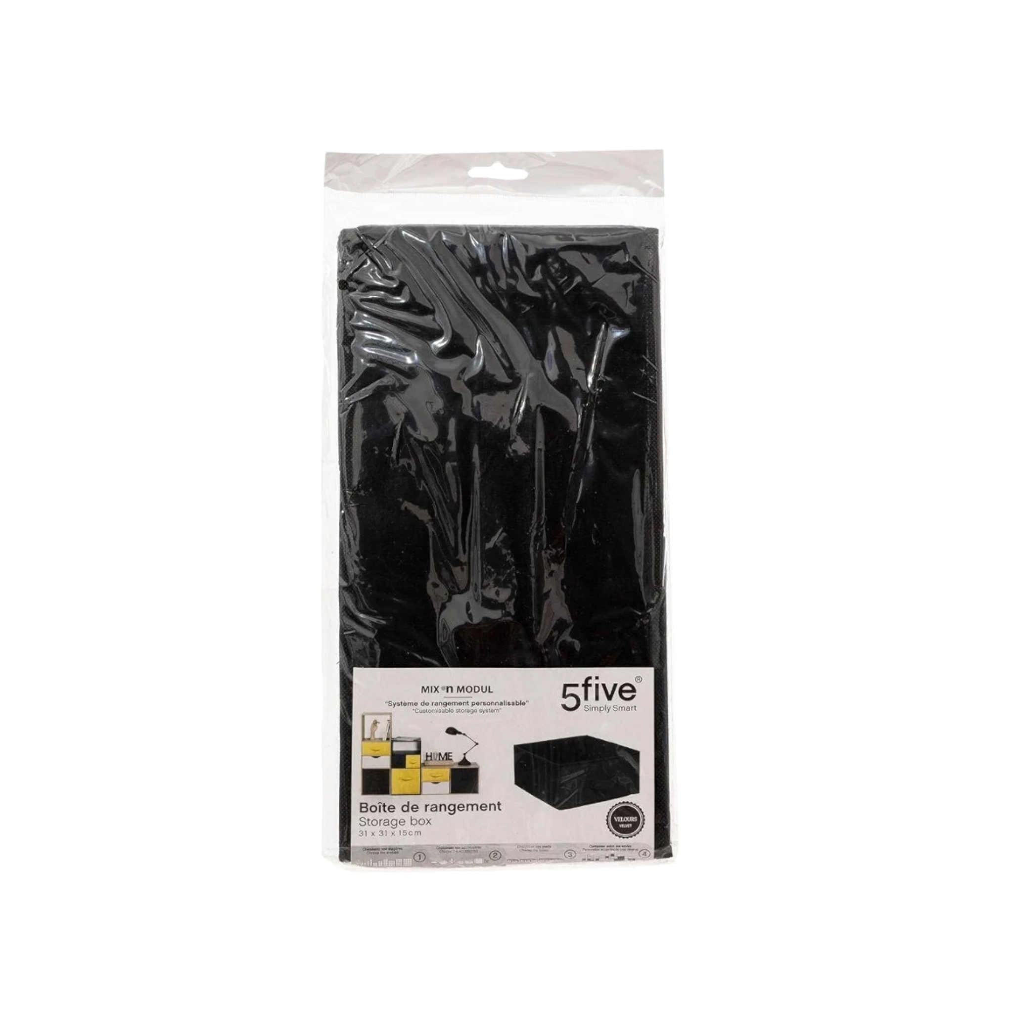 5Five Simply Smart Black Velvet Storage Box