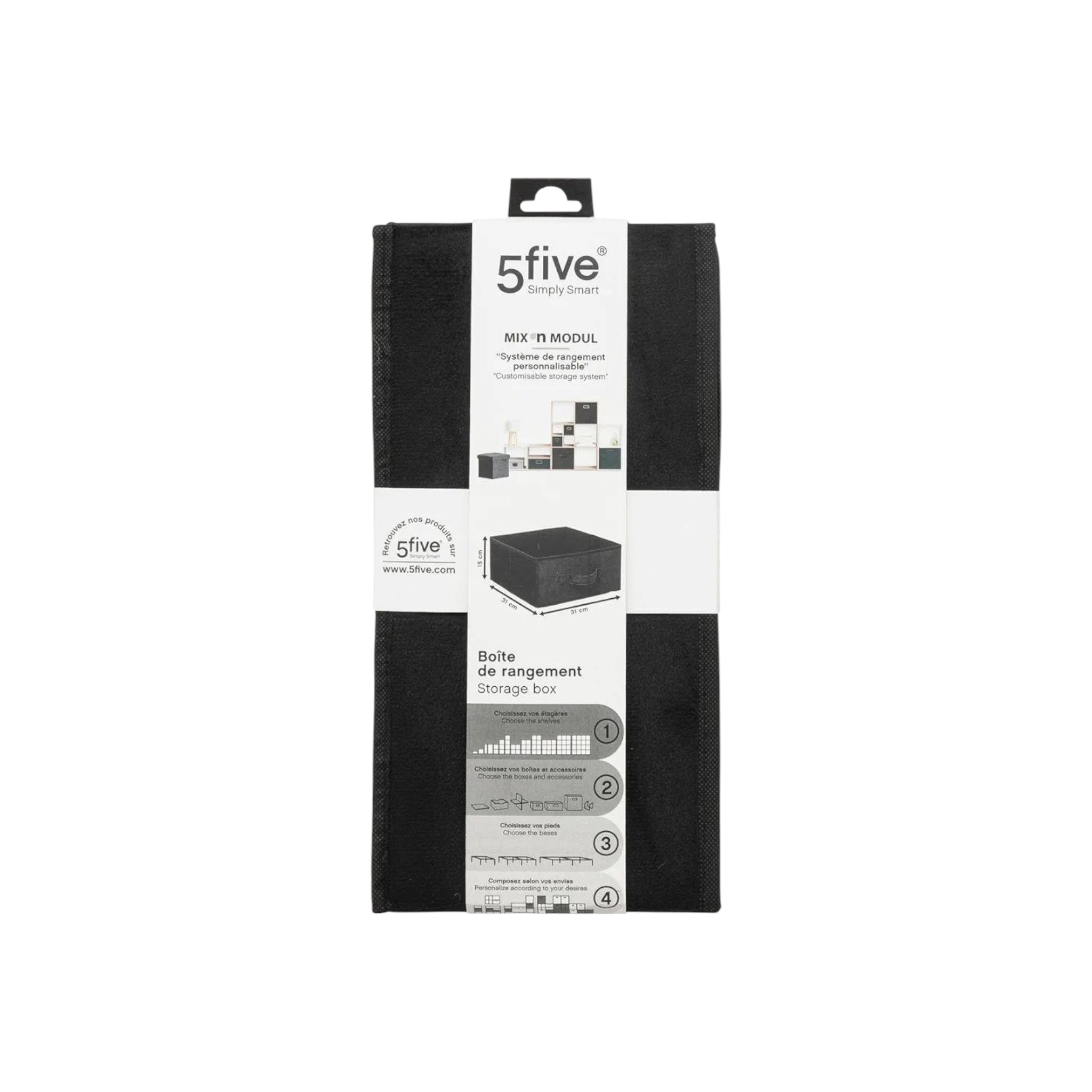 5Five Simply Smart Black Velvet Storage Box