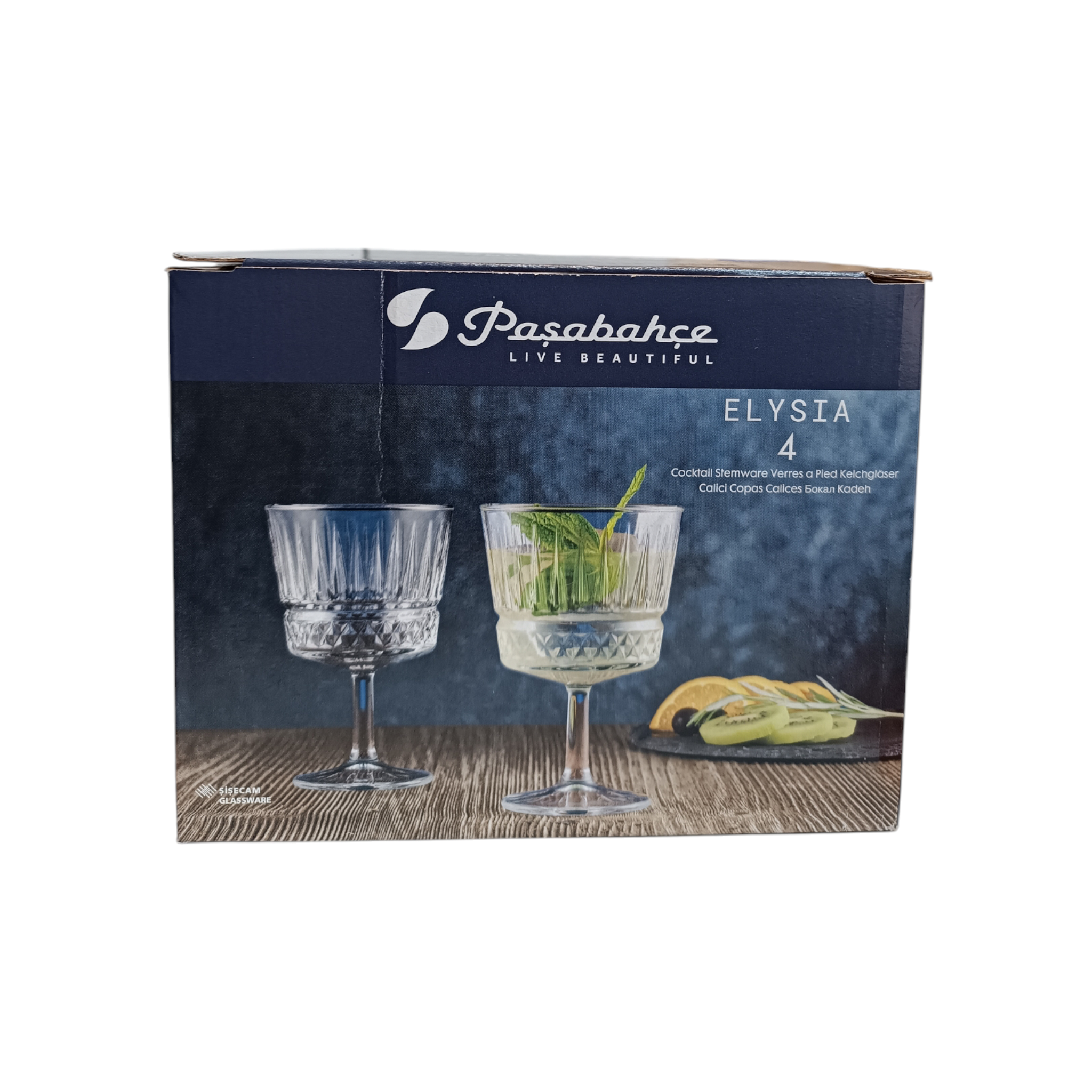 Pasabahce Elysia Glass Tumbler 260ml Stemmed Cocktail 4pack