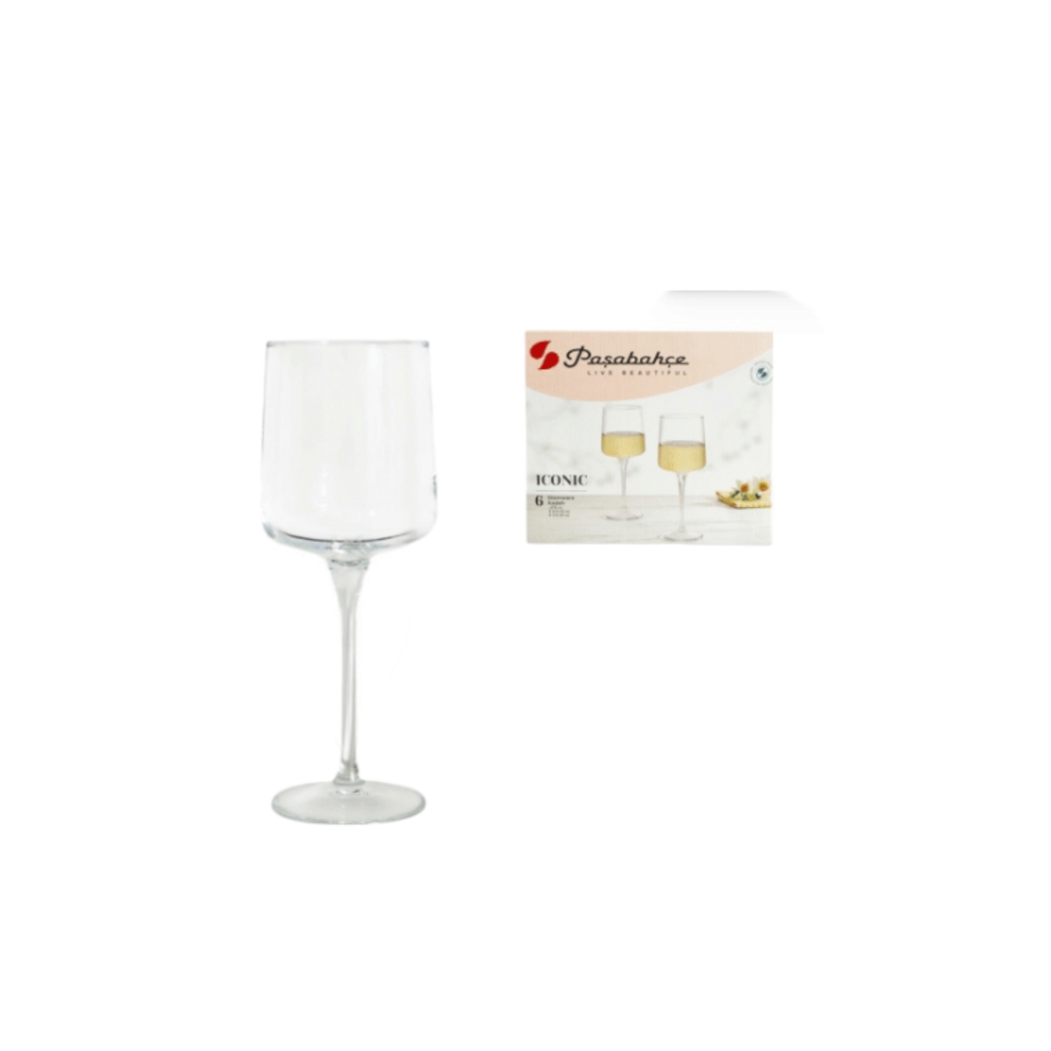 Pasabahce Iconic Glass Tumbler 260ml Stemmed Wine Glasses 6pack