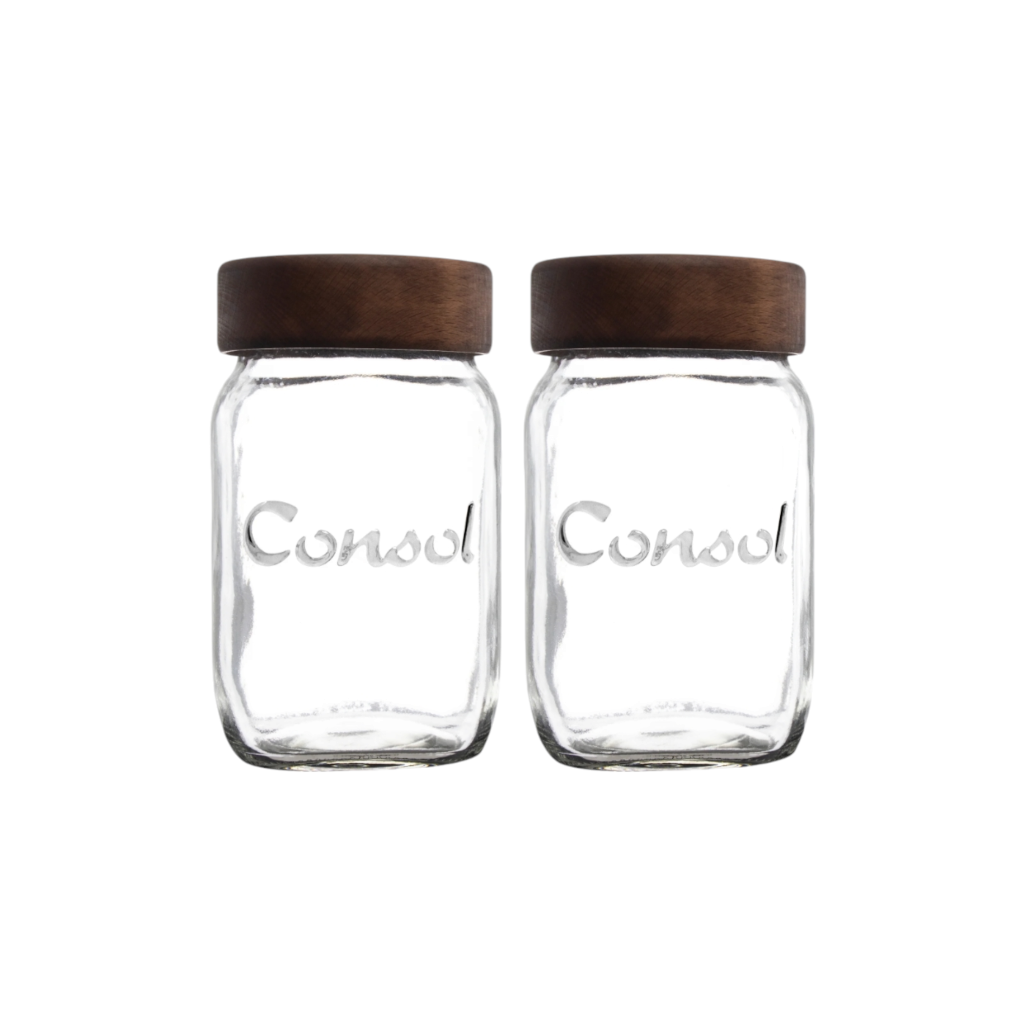 Consol 1L Jar with Dark Wood Lid 2pack