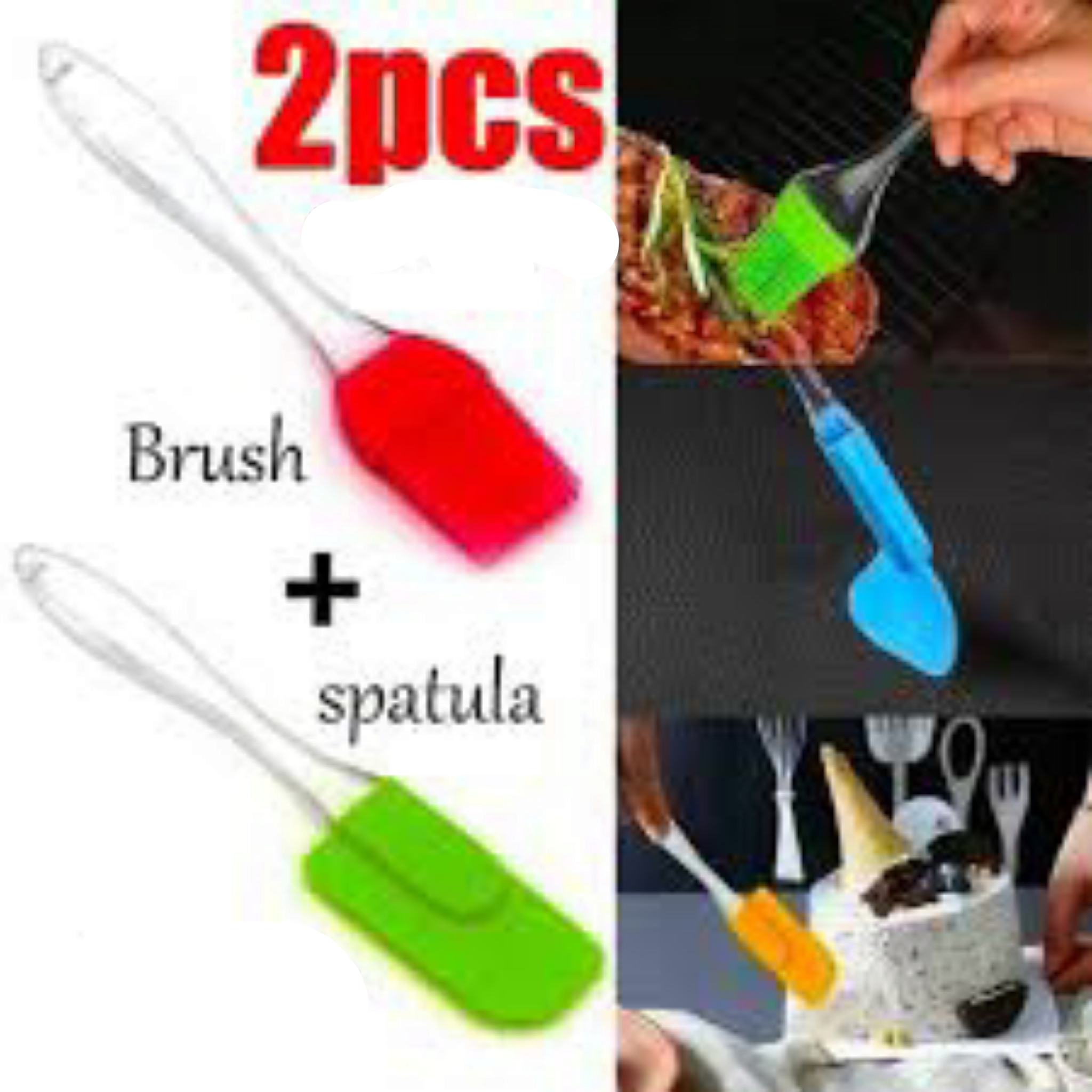 Baking Utensil Silicone Brush & Spatula 2pc Set