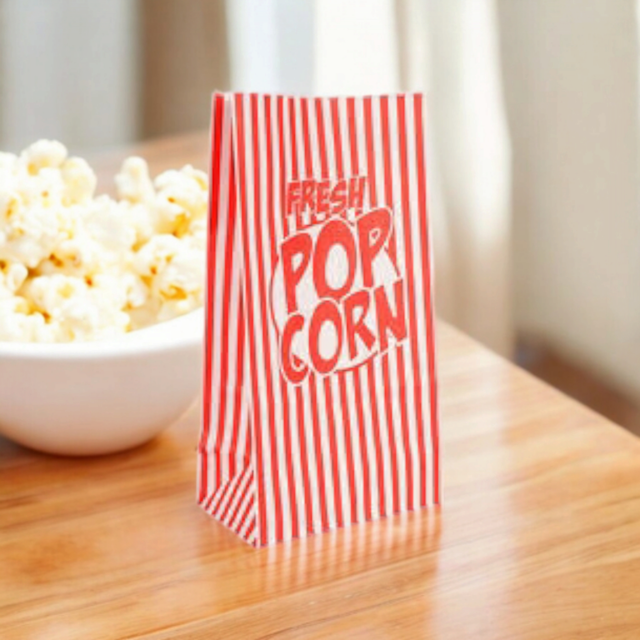 Popcorn Paper Bag Red and White