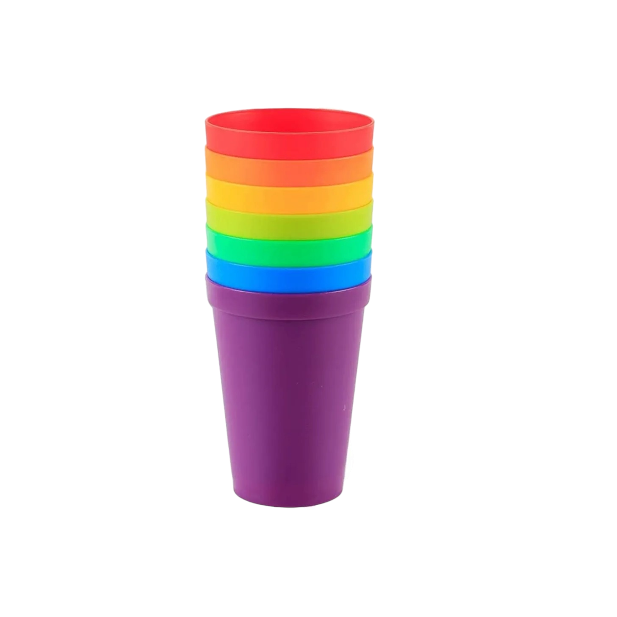 Rainbow Plastic Tumbler Set 200ml Reusable 6pack