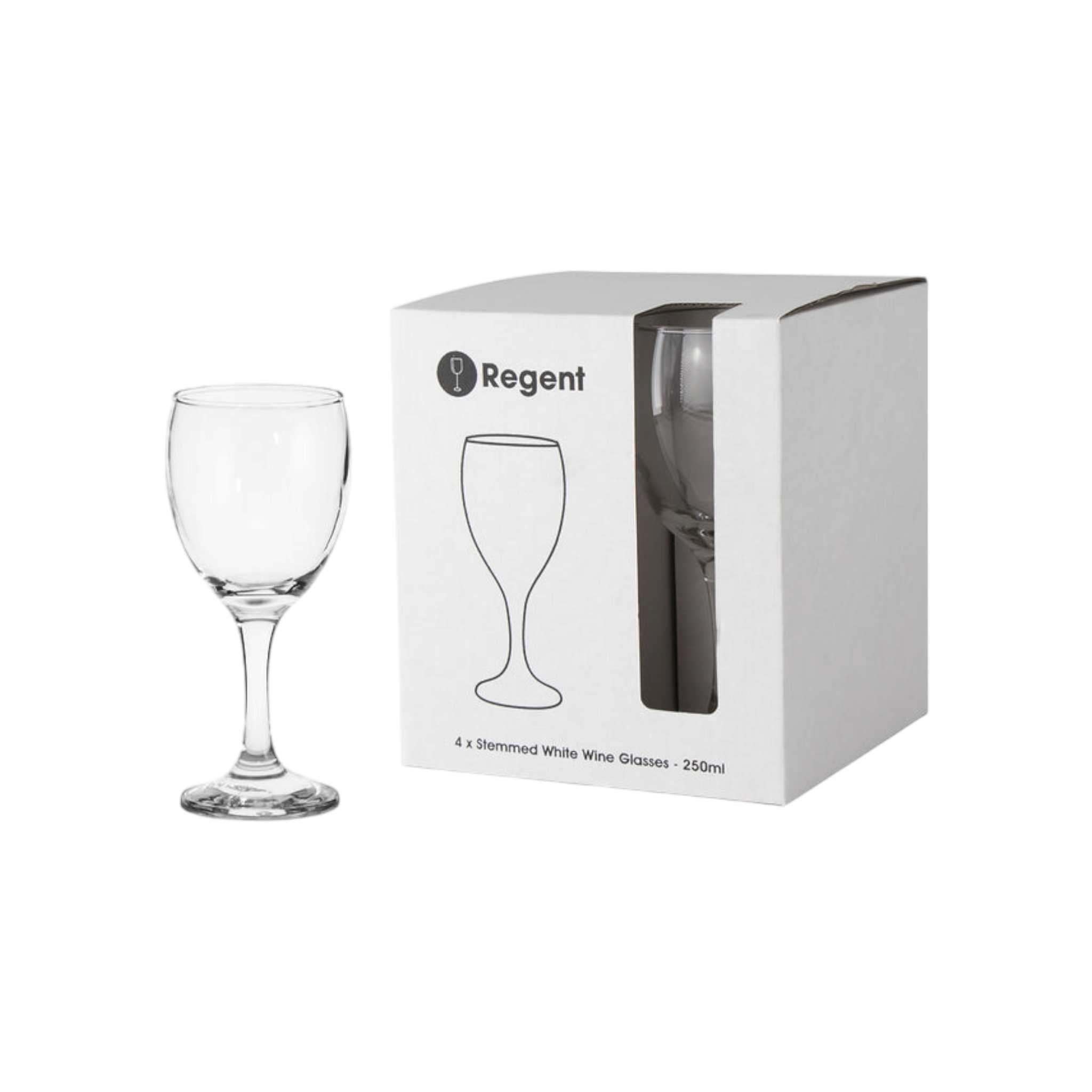 Regent Glass Tumbler 250ml White Wine Stemmed 4pack 10402