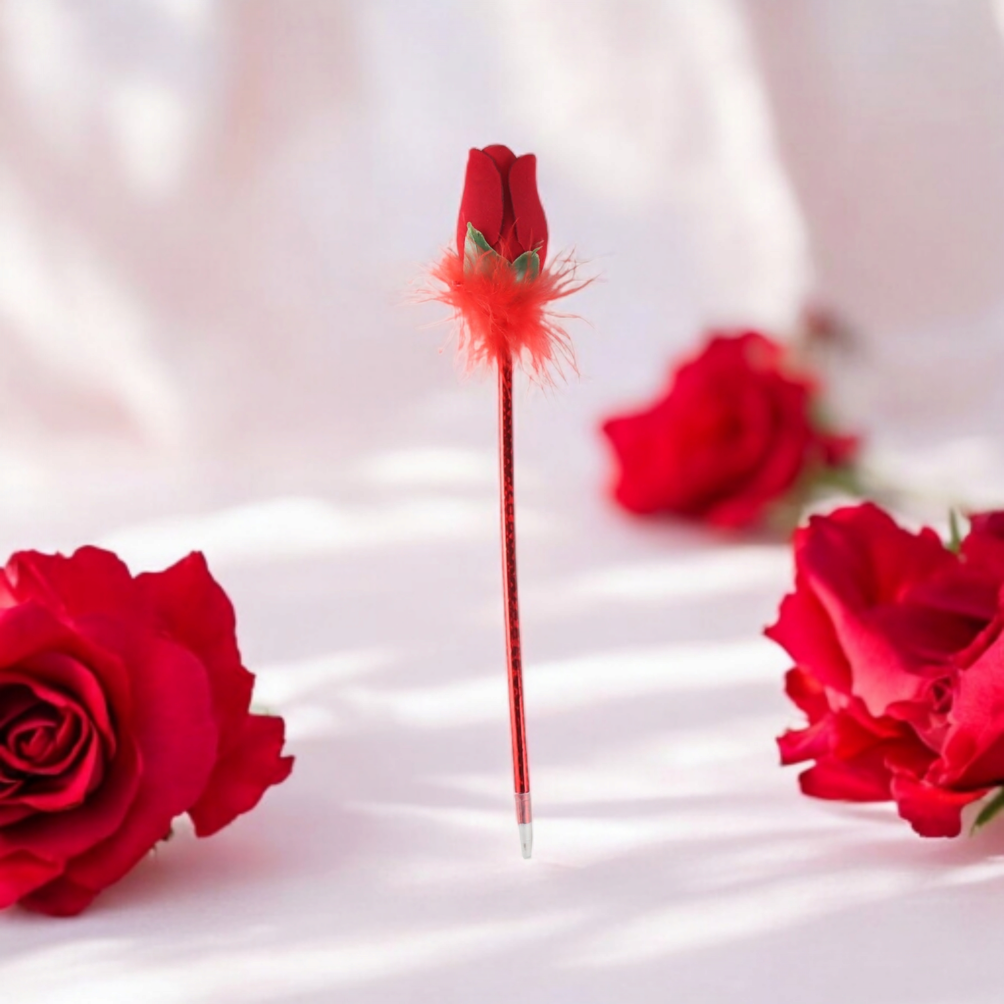 Artificial Rose with Pen 28cm