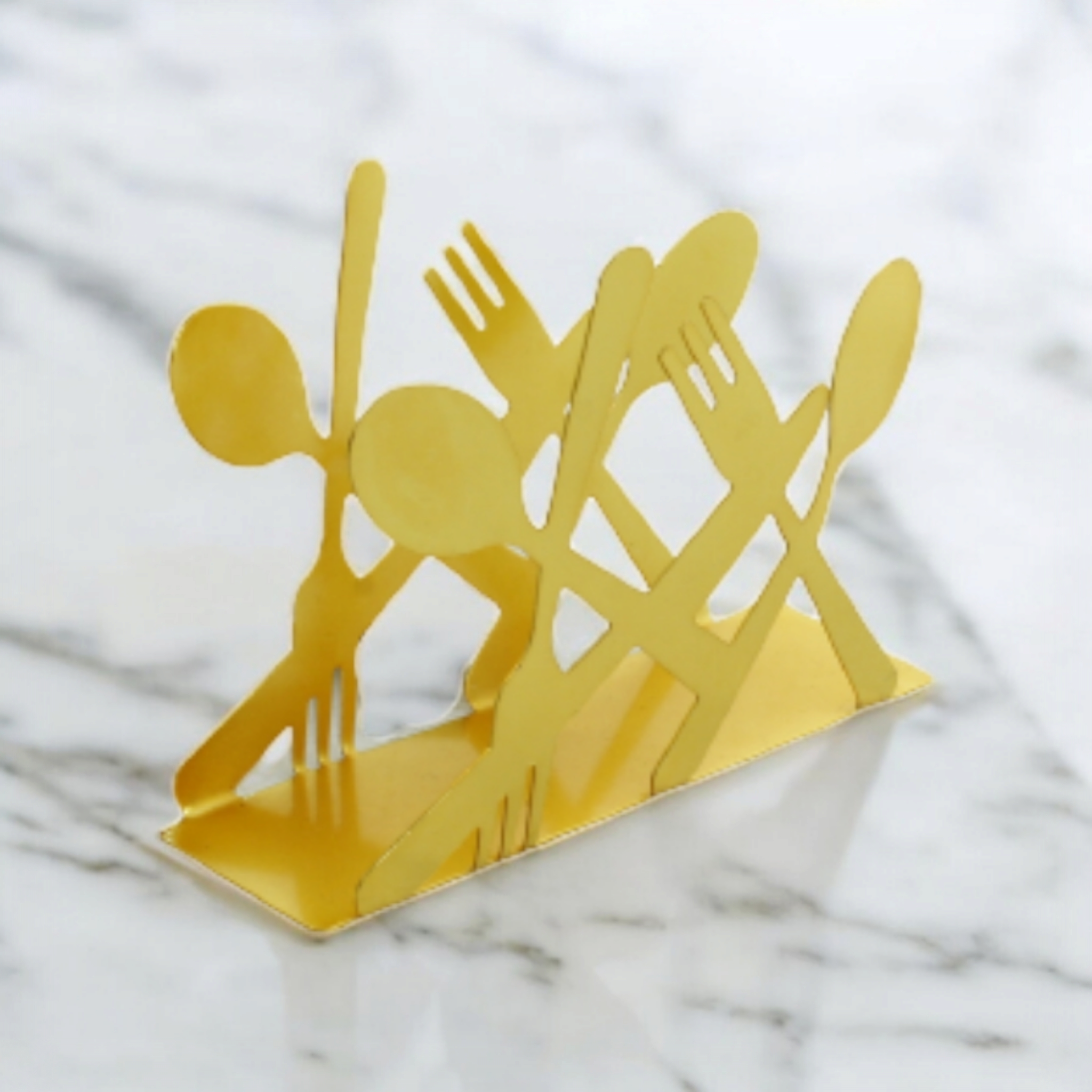 Tissue Holder Metal Gold with Cutlery Design
