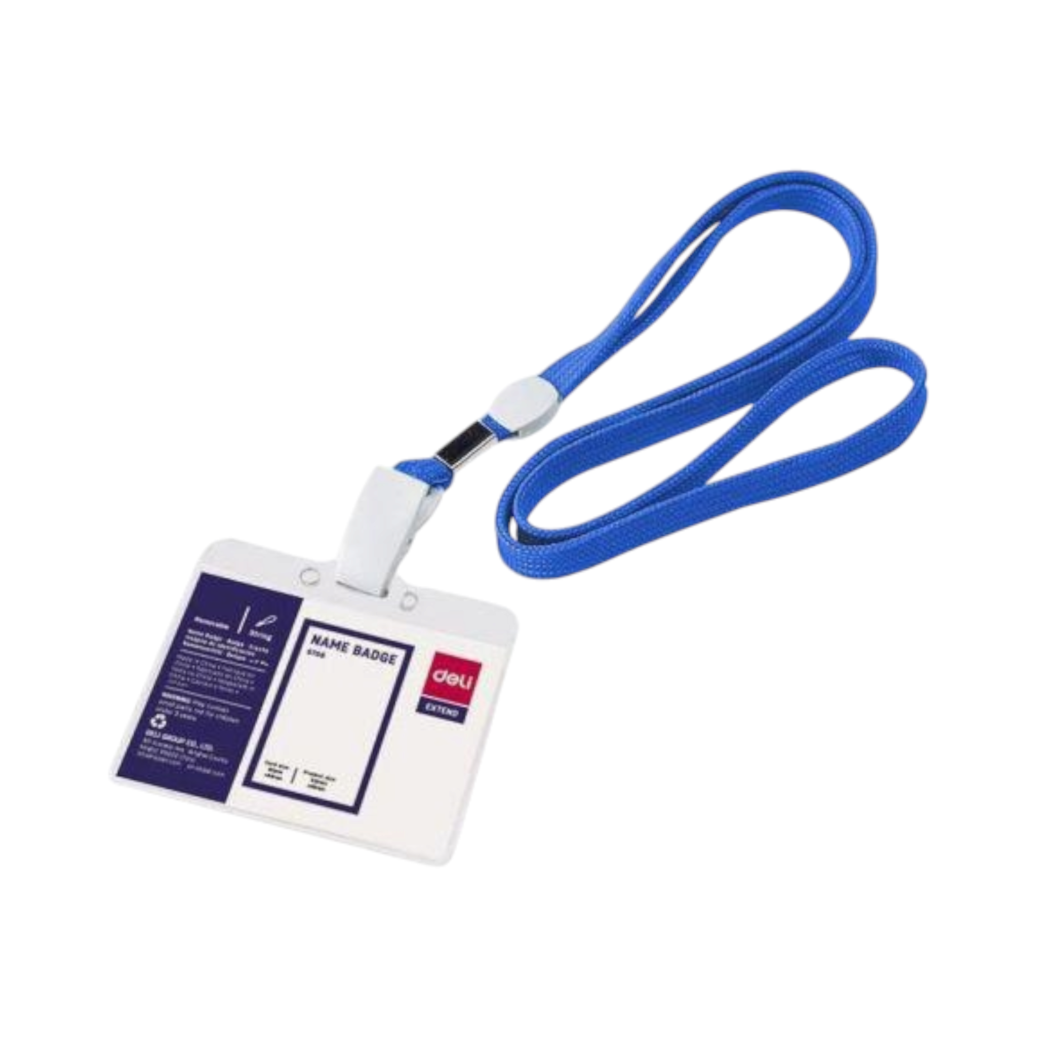 Deli Name Badge Blue Card with Horizontal Lanyard 102x91x0.25mm 50pcs