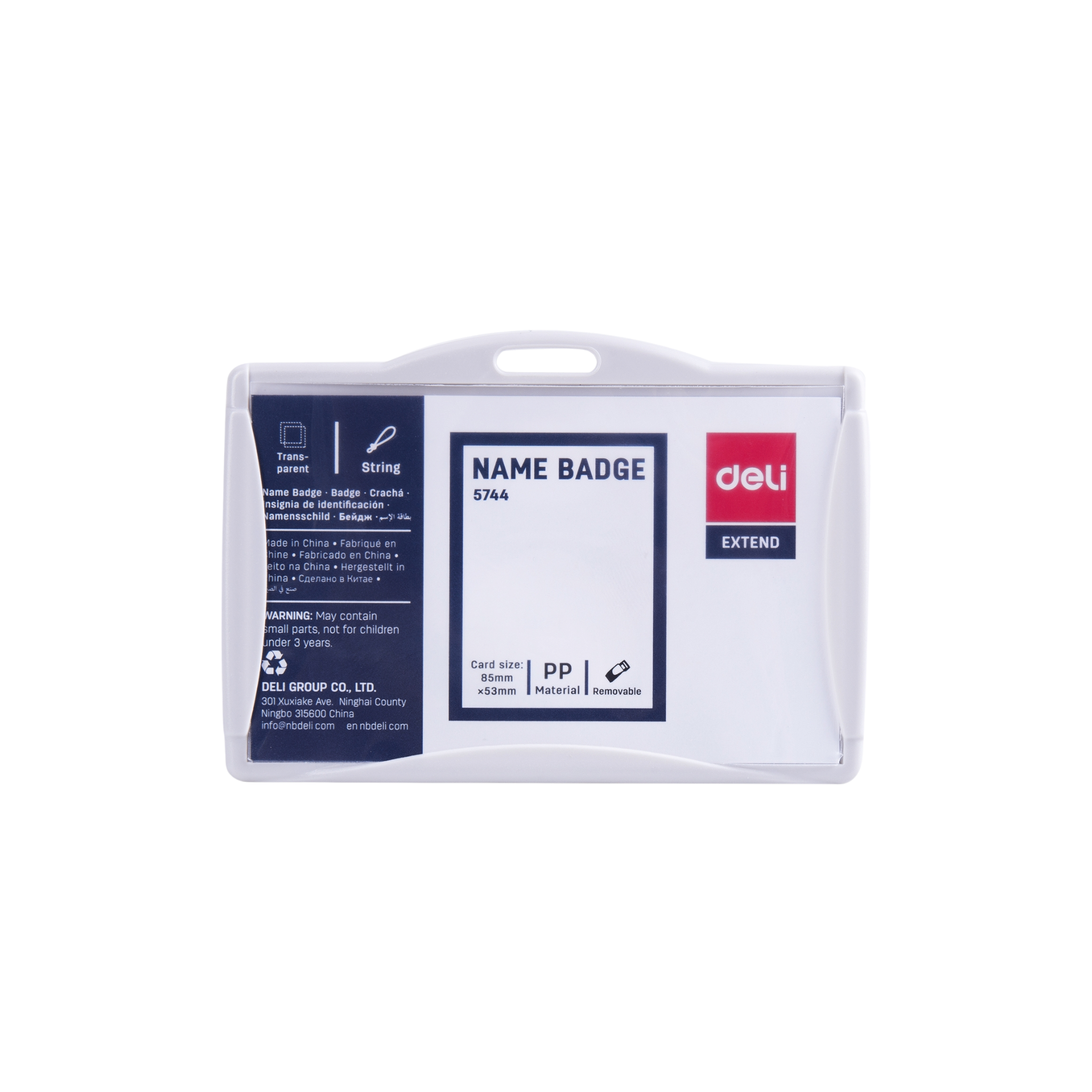 Deli Name Badge Horizonral 85x53mm Grey E5744