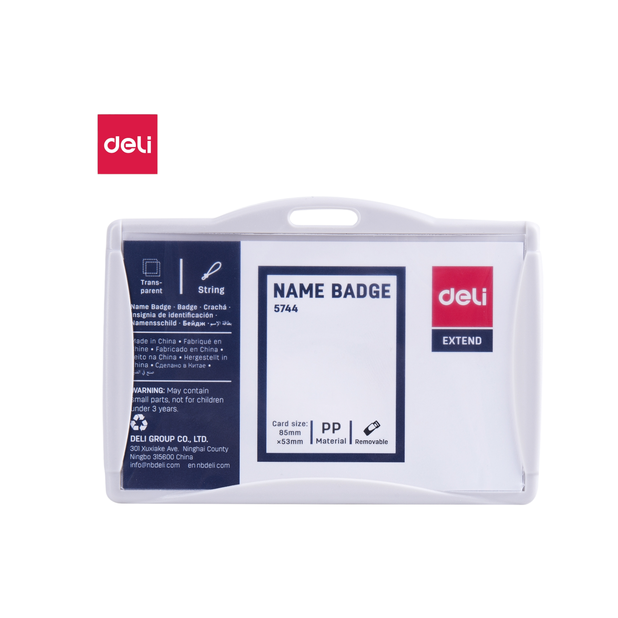 Deli Name Badge Horizonral 85x53mm Grey E5744