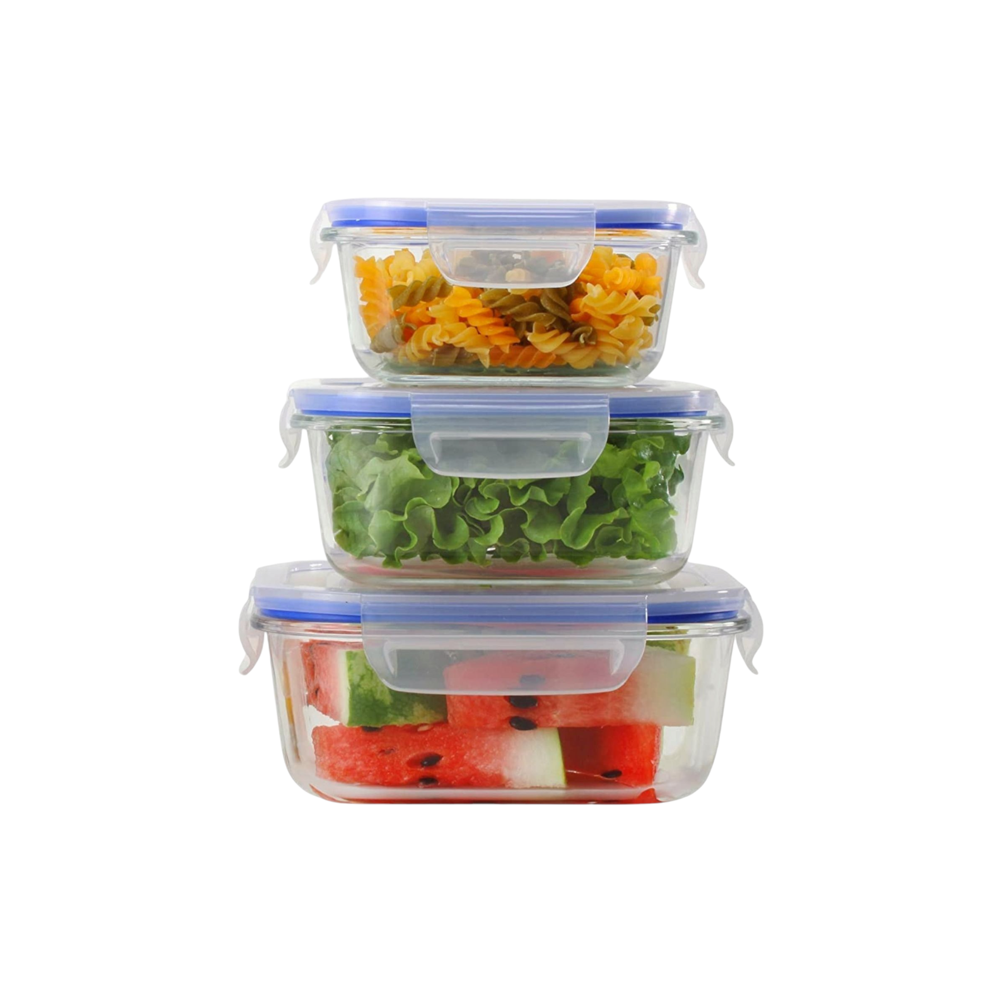 Food Storage Saver Clip Lock Square Lunch Box 3pc Set