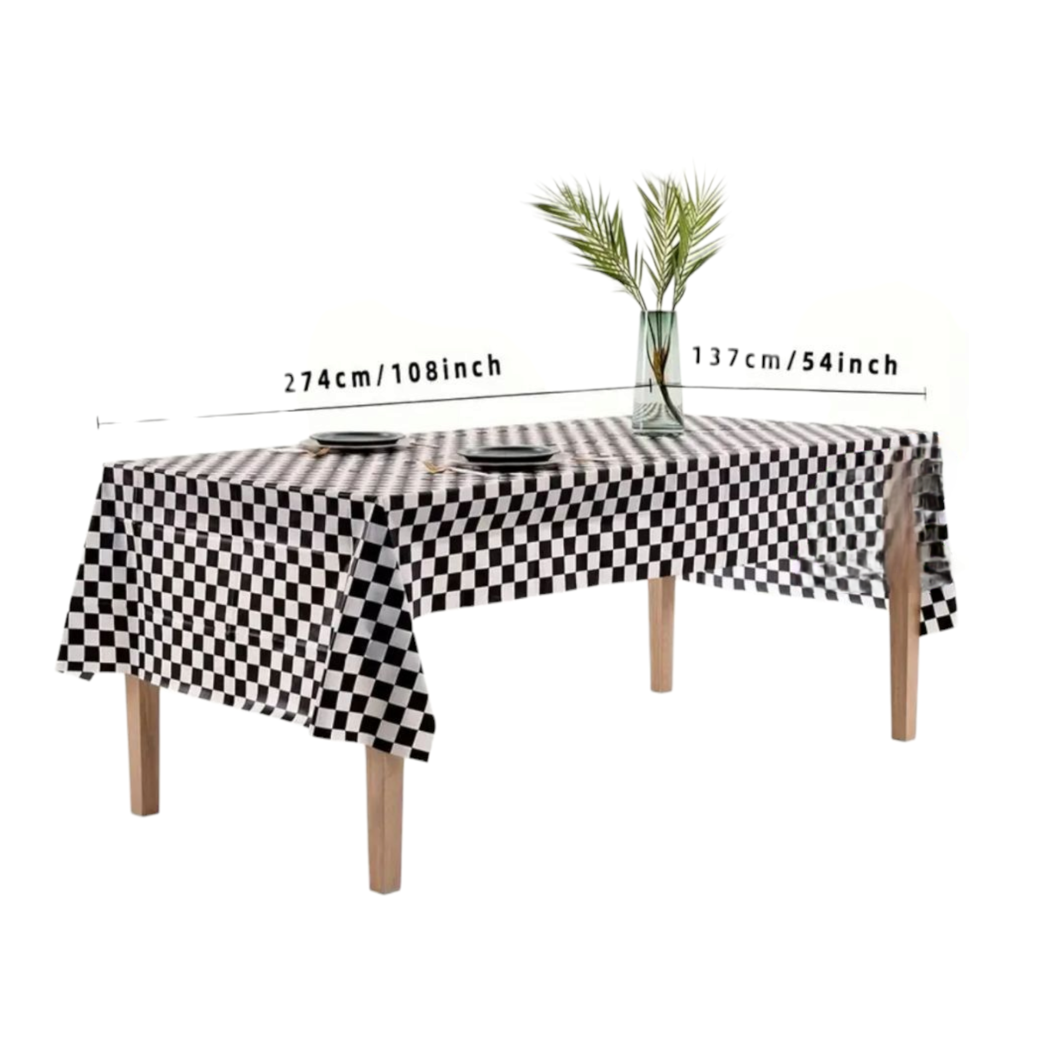 Checkered Plastic Tablecover 137x274cm