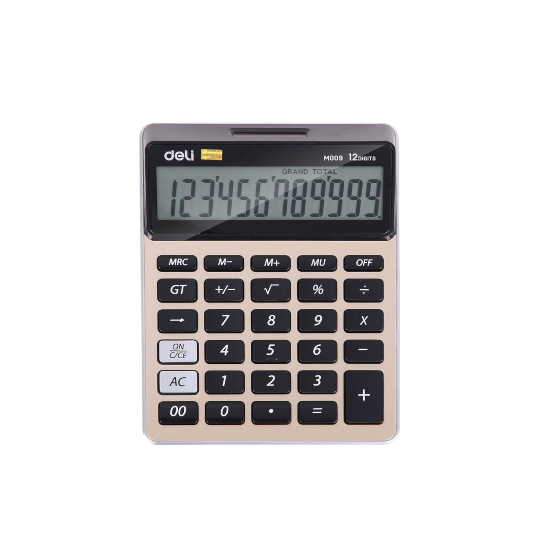 Deli Metal Calculator 12-Digit 176.6x128x28.55mm Golden