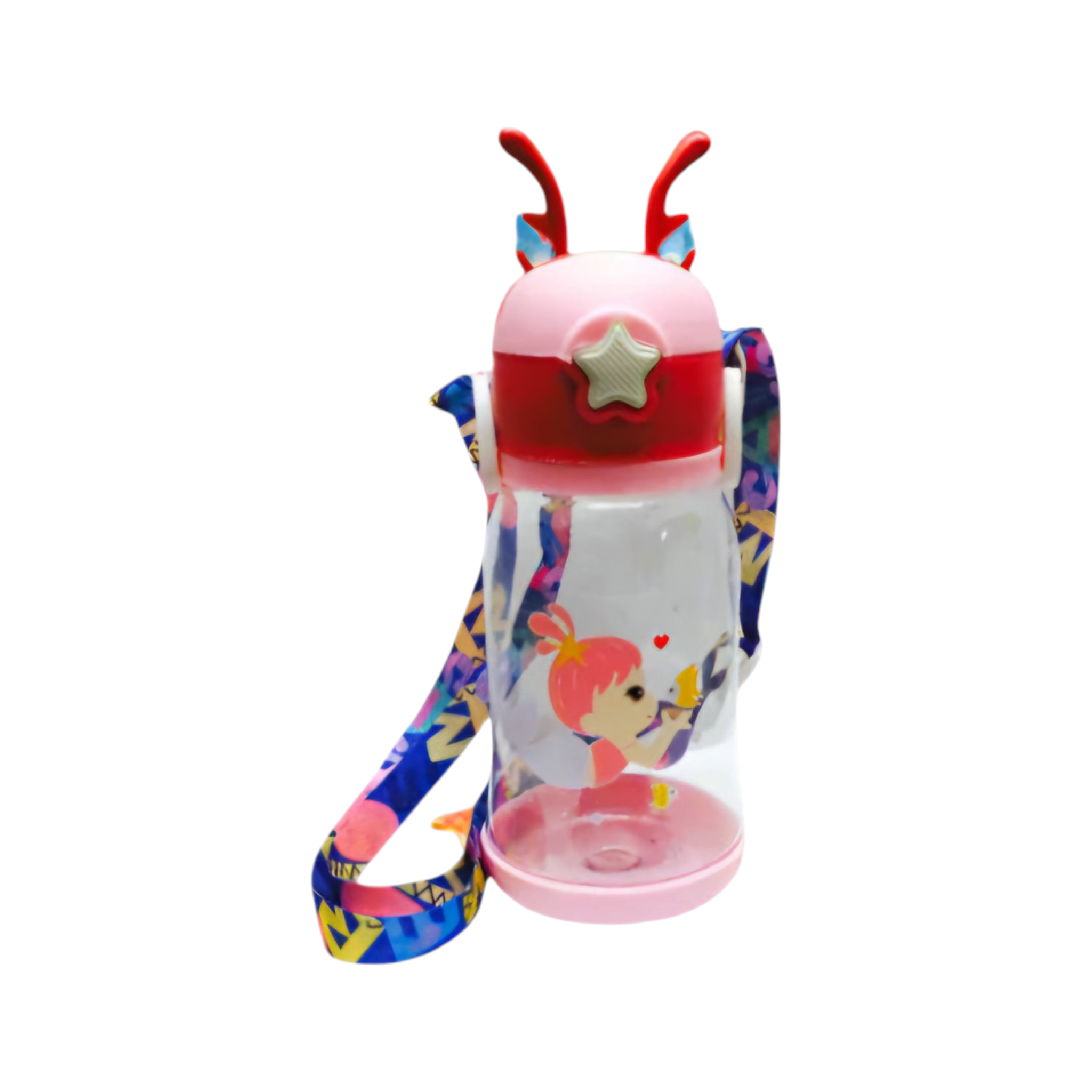 Kids Deer Horn Water Bottle 600ml with Sipper Lid 19x8cm