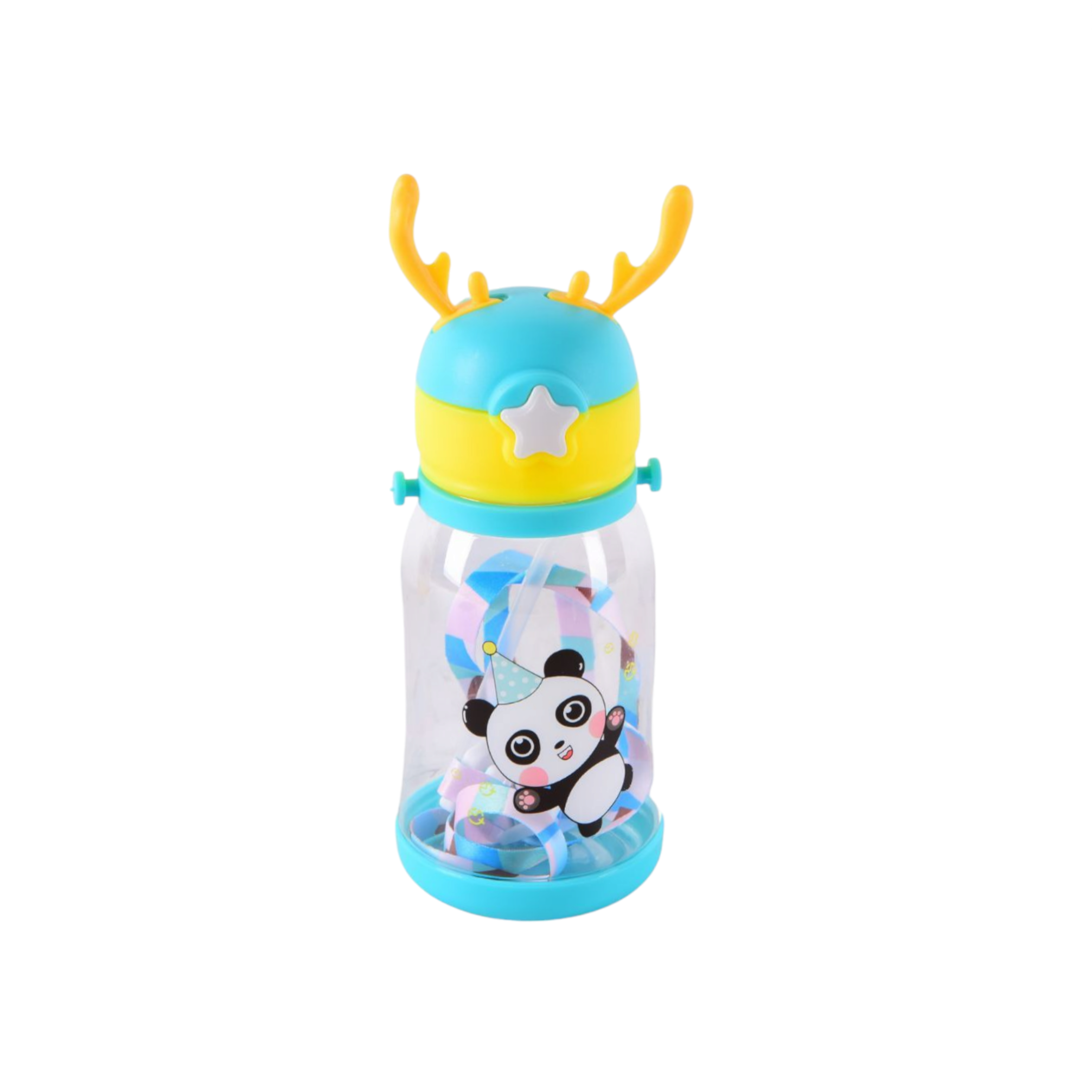 Kids Deer Horn Water Bottle 600ml with Sipper Lid 19x8cm