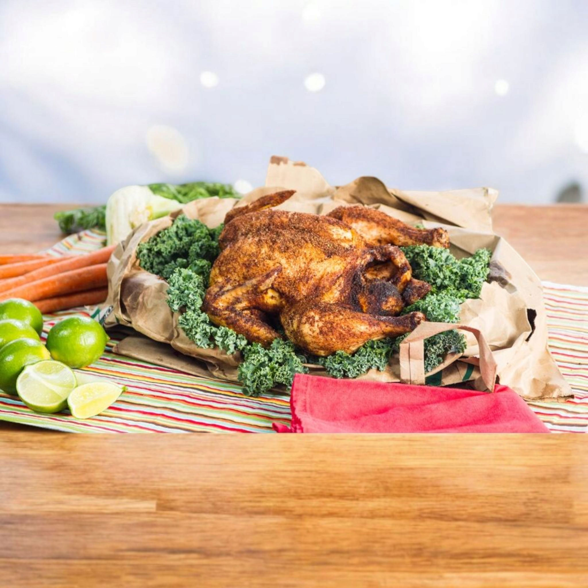 Duplex Kraft Paper Chicken Bags Greaseproof Lined 17x32x6.5cm 100pack