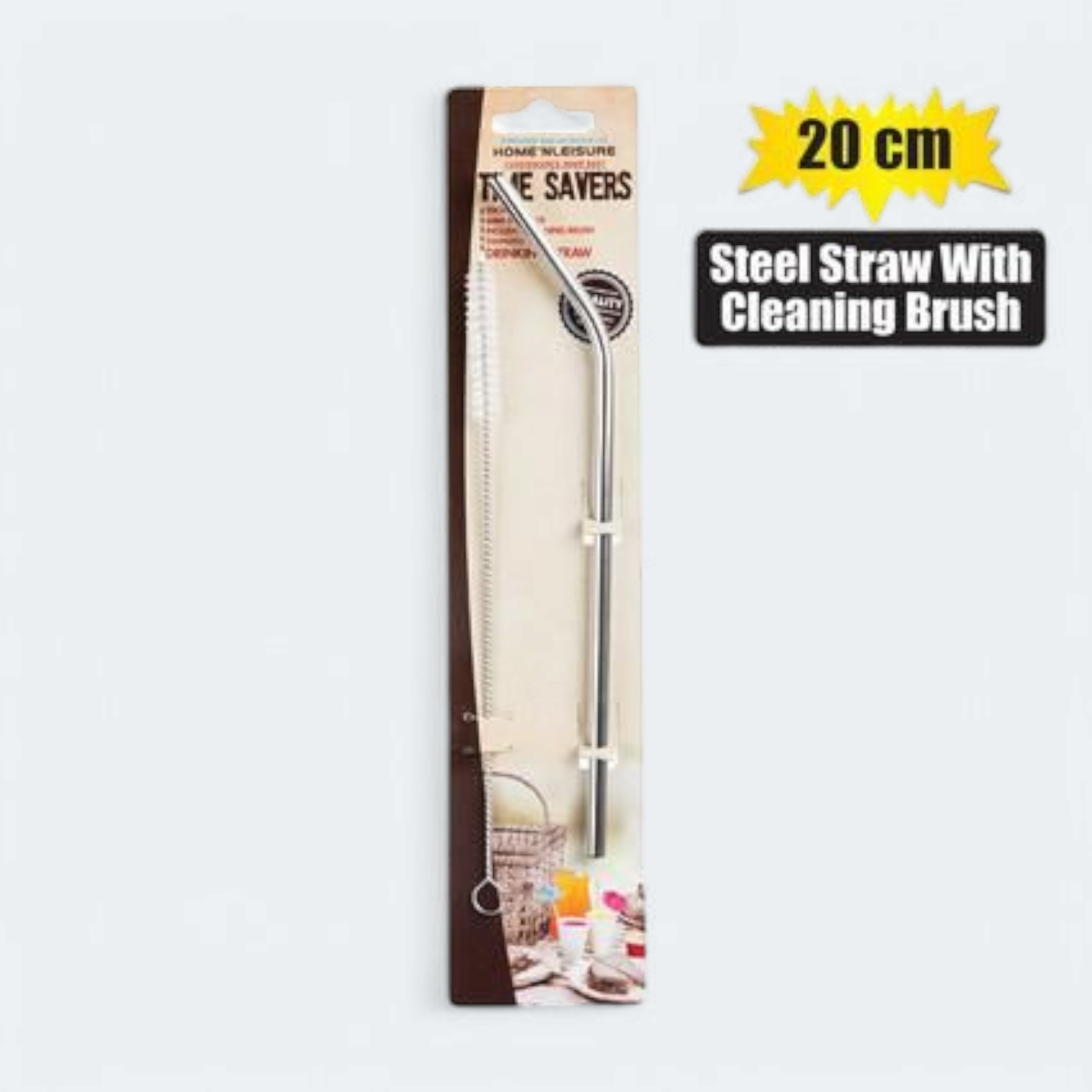 Time Savers Stainless Steel Straw with Brush 20cm
