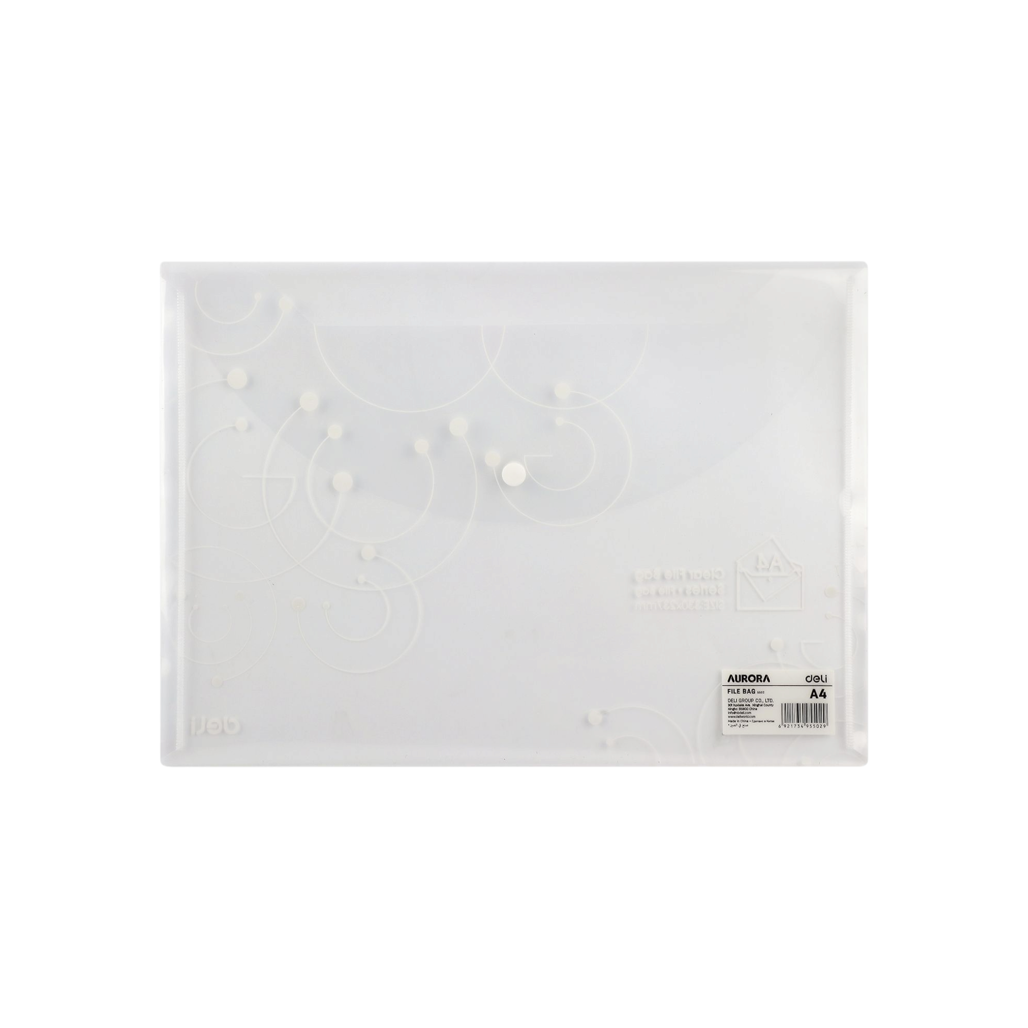 Deli A4 Carry Folder with Press Stud Transparent 180micron Patterned