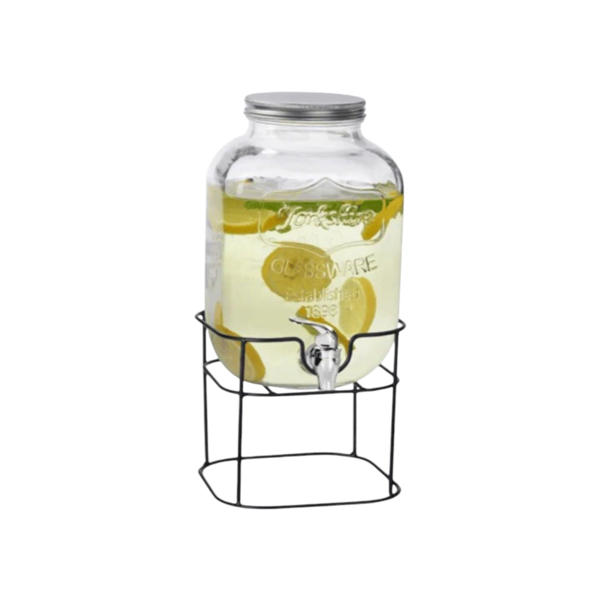Continental Homeware Glass Beverage Dispenser with Metal Stand