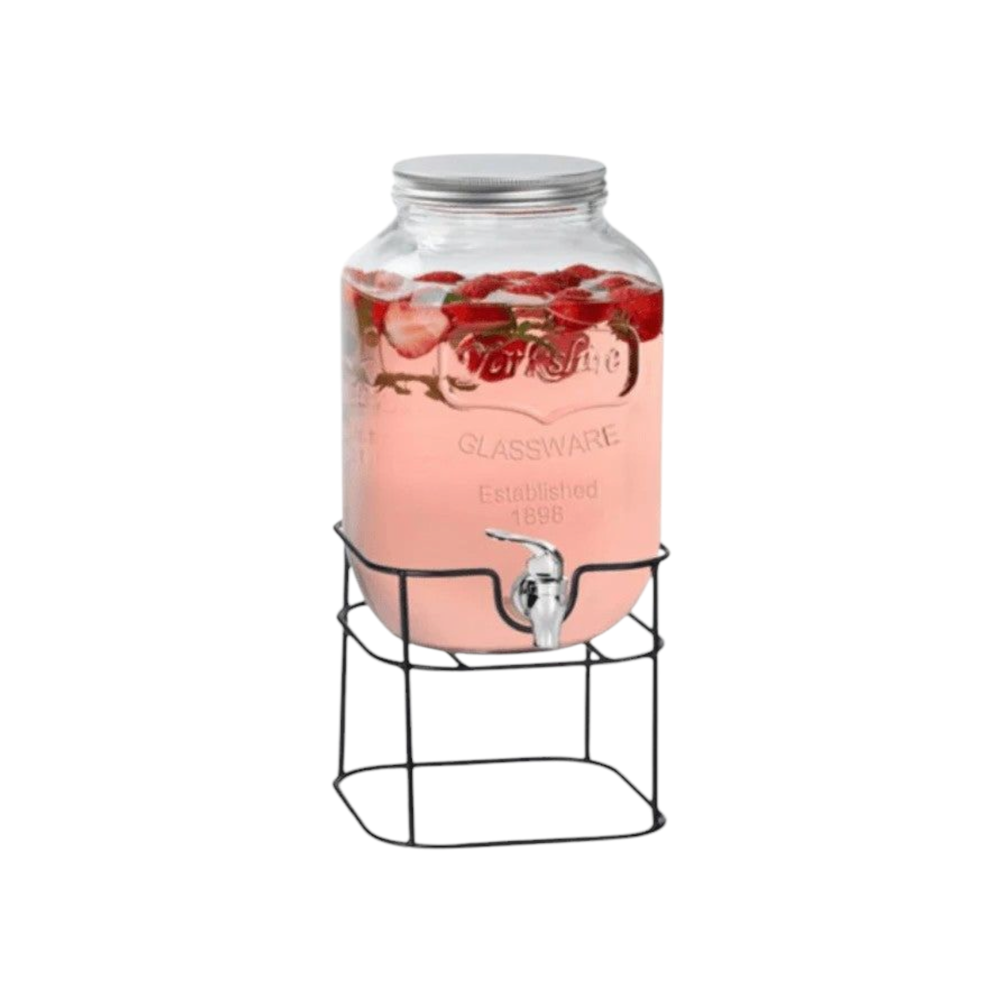 Continental Homeware Glass Beverage Dispenser with Metal Stand