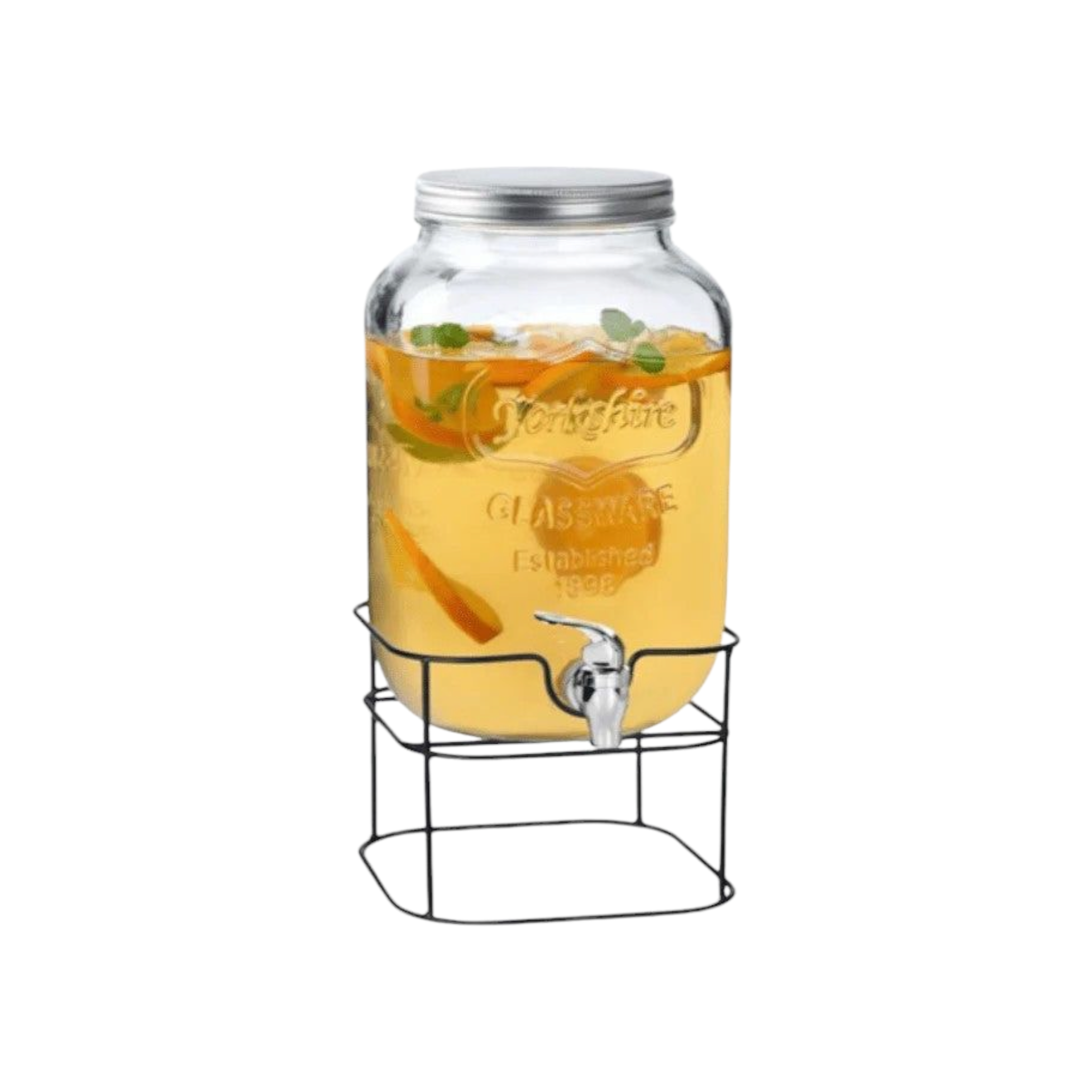 Continental Homeware Glass Beverage Dispenser with Metal Stand