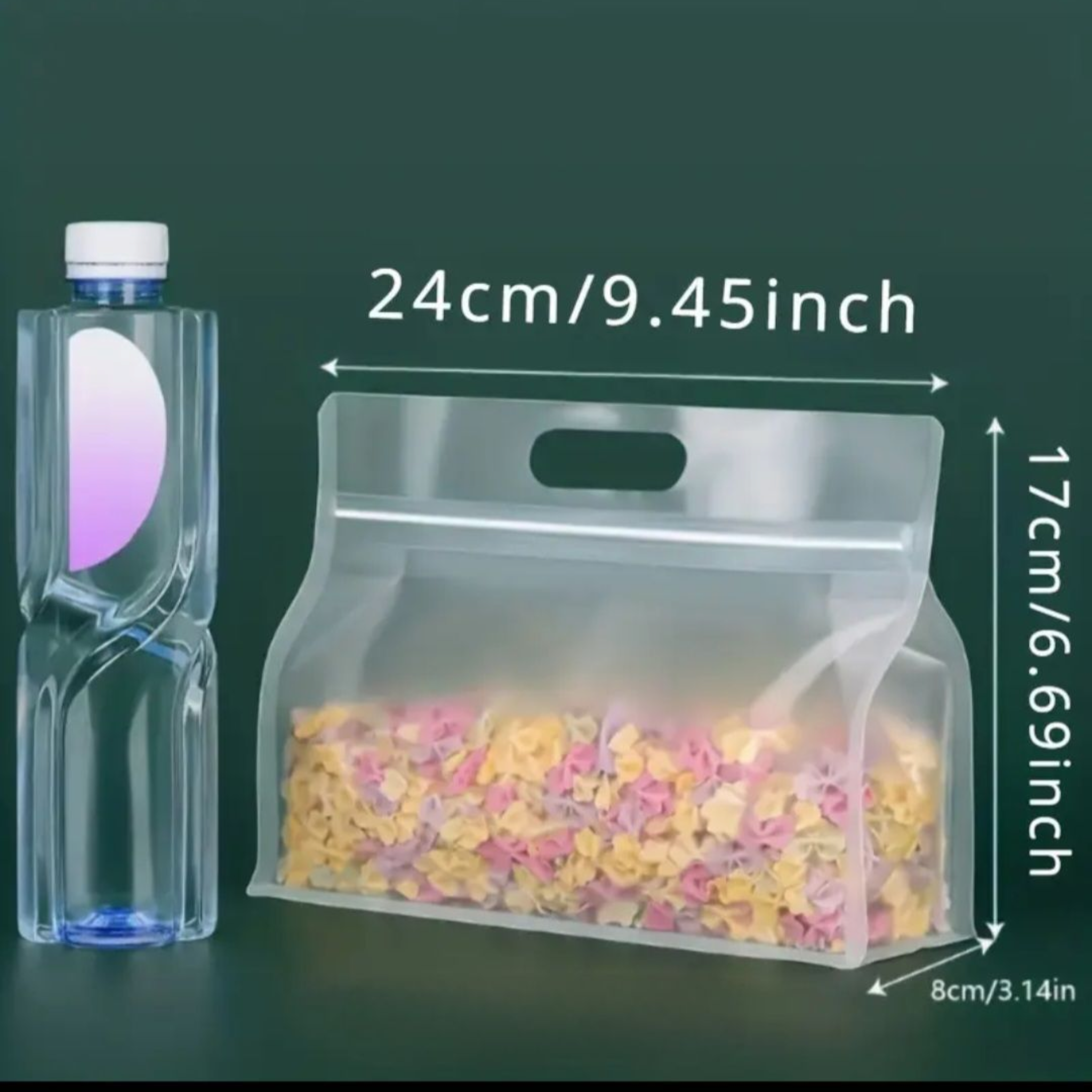 Food Grade Zip Lock Stand-Up Carry Pouch Plastic Bags - Octagon Landscape Transparent with Handle Flat Bottom Gusset 10pack Resealable