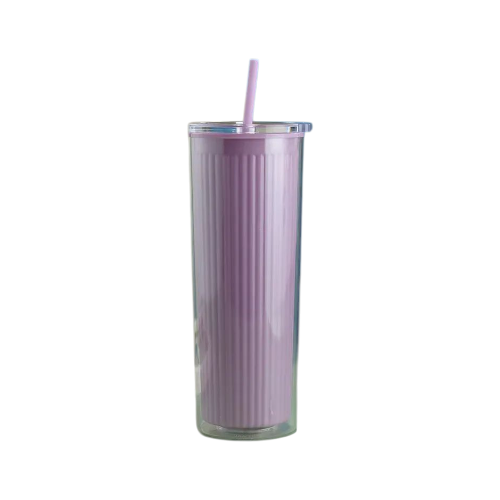 720ml Acrylic Drinking Tumbler Bottle with Lid & Straw 23x9cm