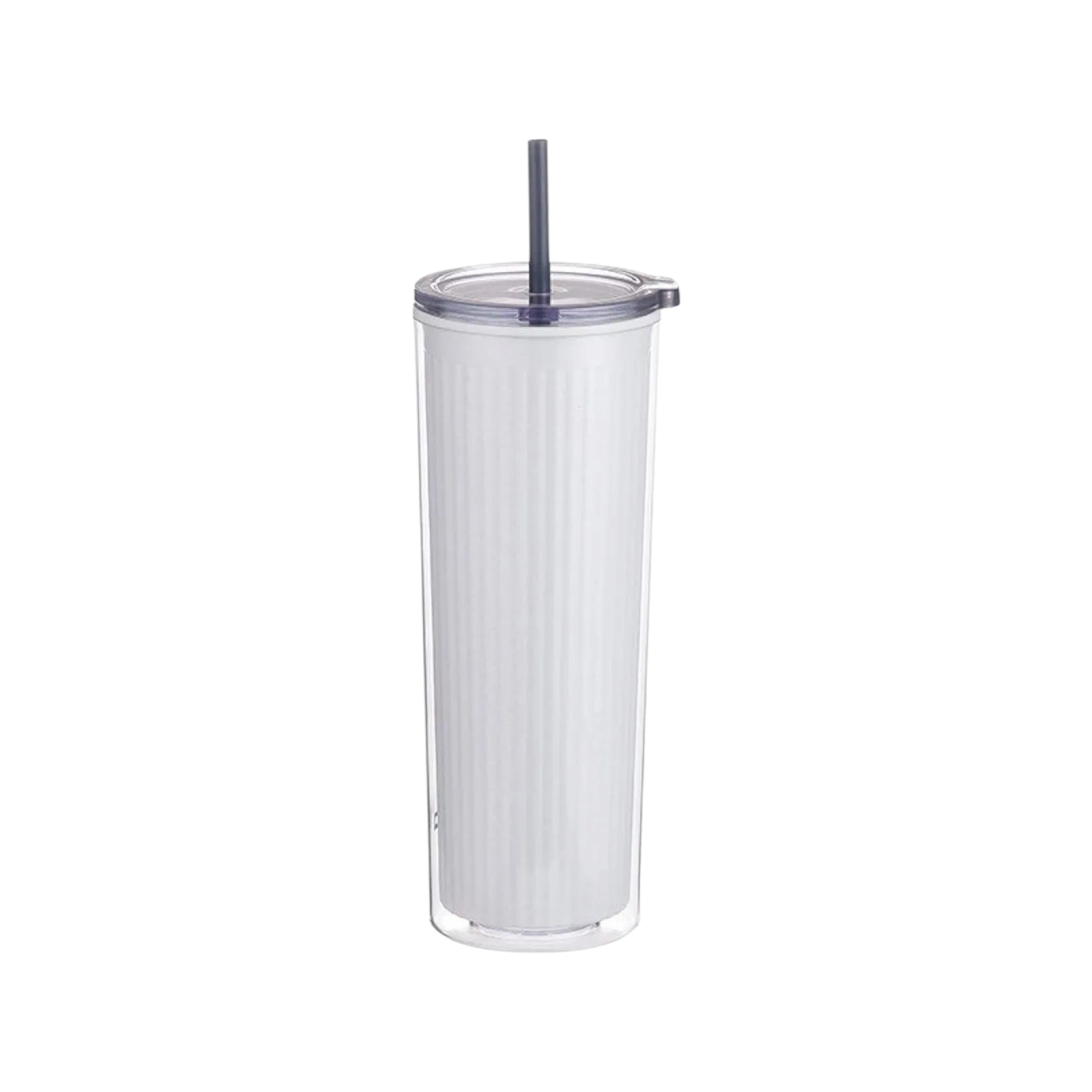 720ml Acrylic Drinking Tumbler Bottle with Lid & Straw 23x9cm