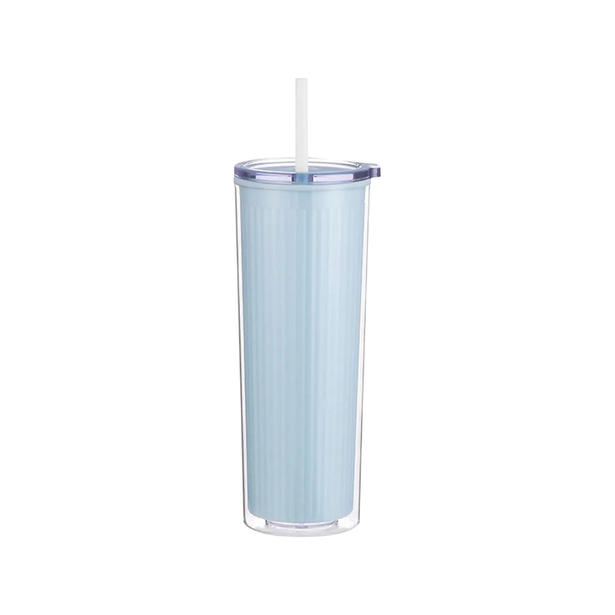 720ml Acrylic Drinking Tumbler Bottle with Lid & Straw 23x9cm