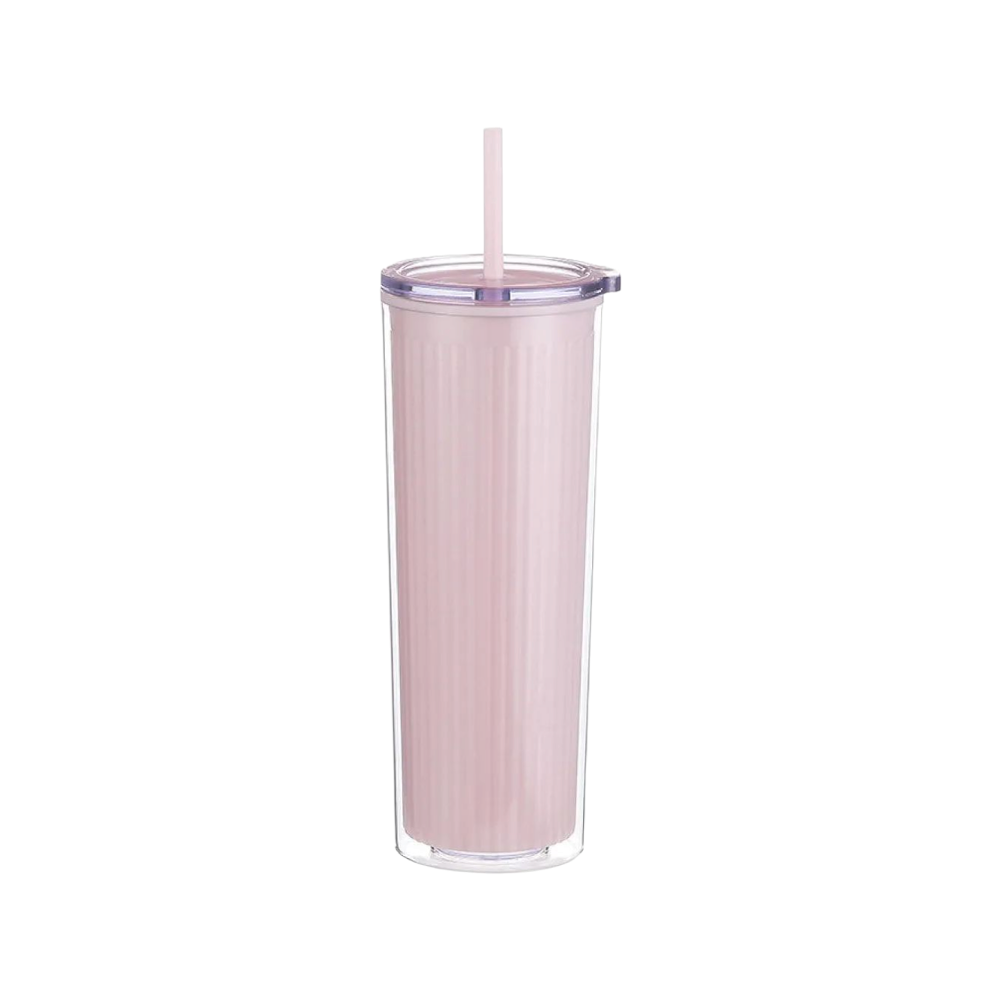720ml Acrylic Drinking Tumbler Bottle with Lid & Straw 23x9cm