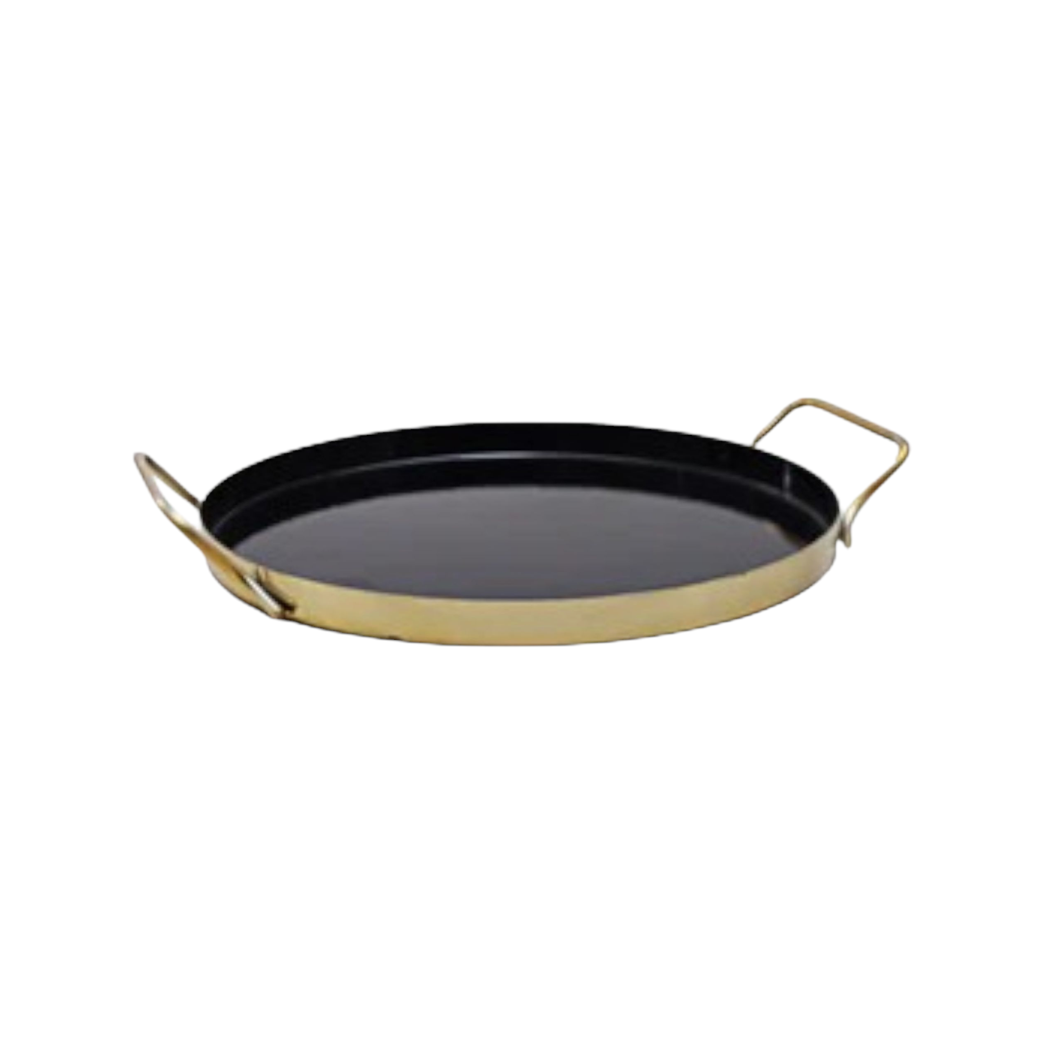 Metal Serving Tray Round 15cm Black & Gold 21115