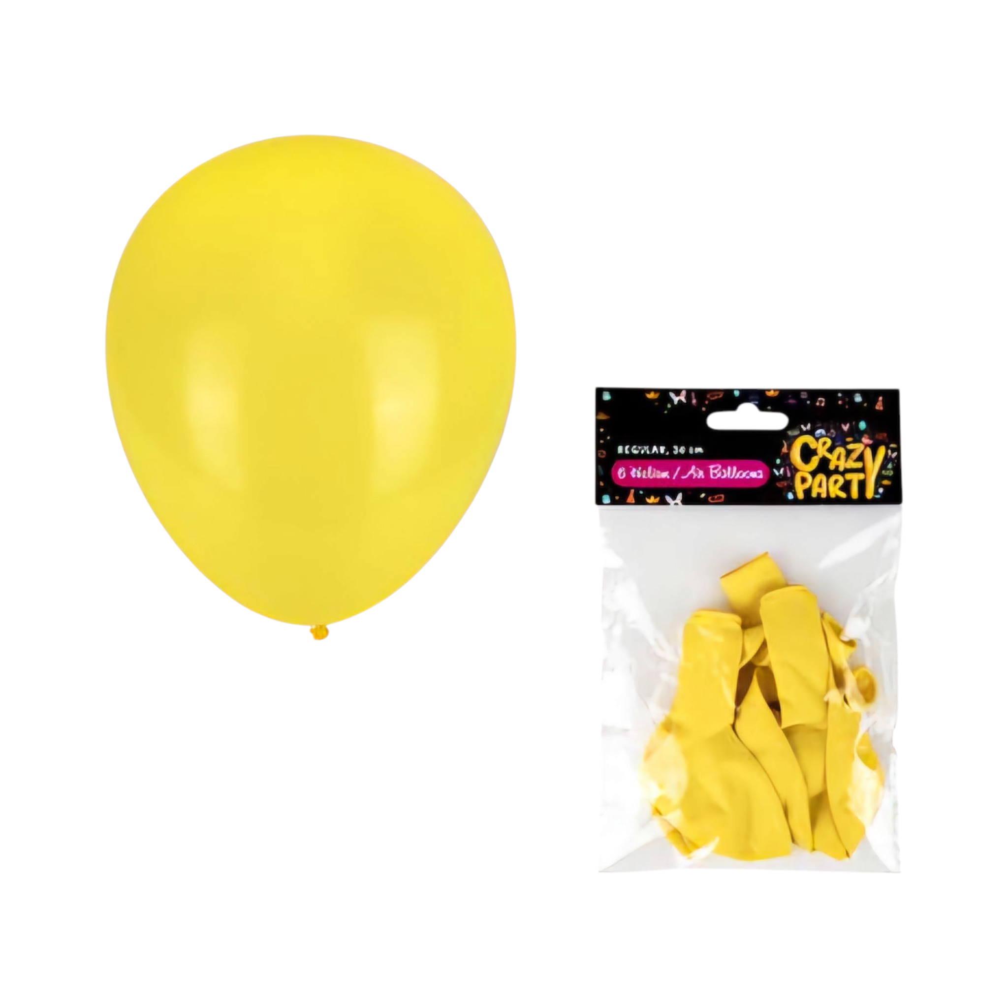 Helium Balloons Yellow 30cm 6pack