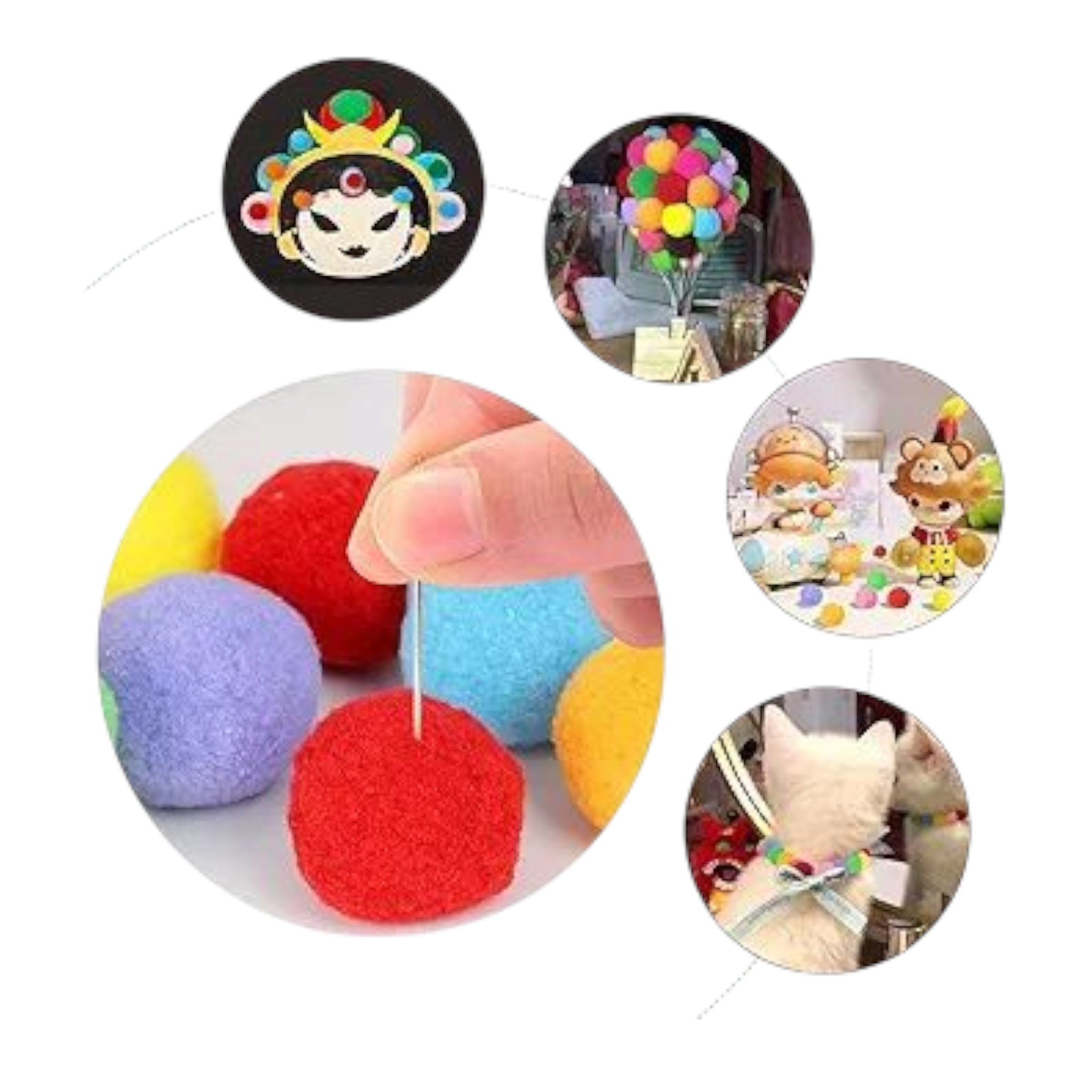 DIY Pom-Pom 1.5cm Solid Color 60pack