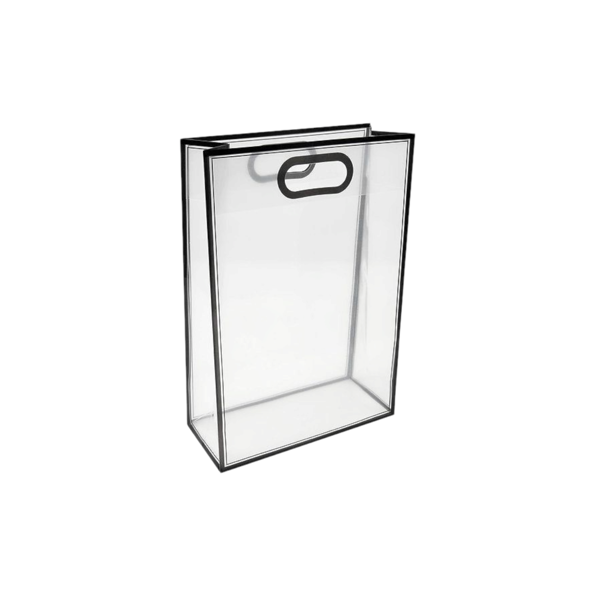 PVC Boutique Gift Shopping Bag with Color Border & Die Cut Handle 22x12x10cm