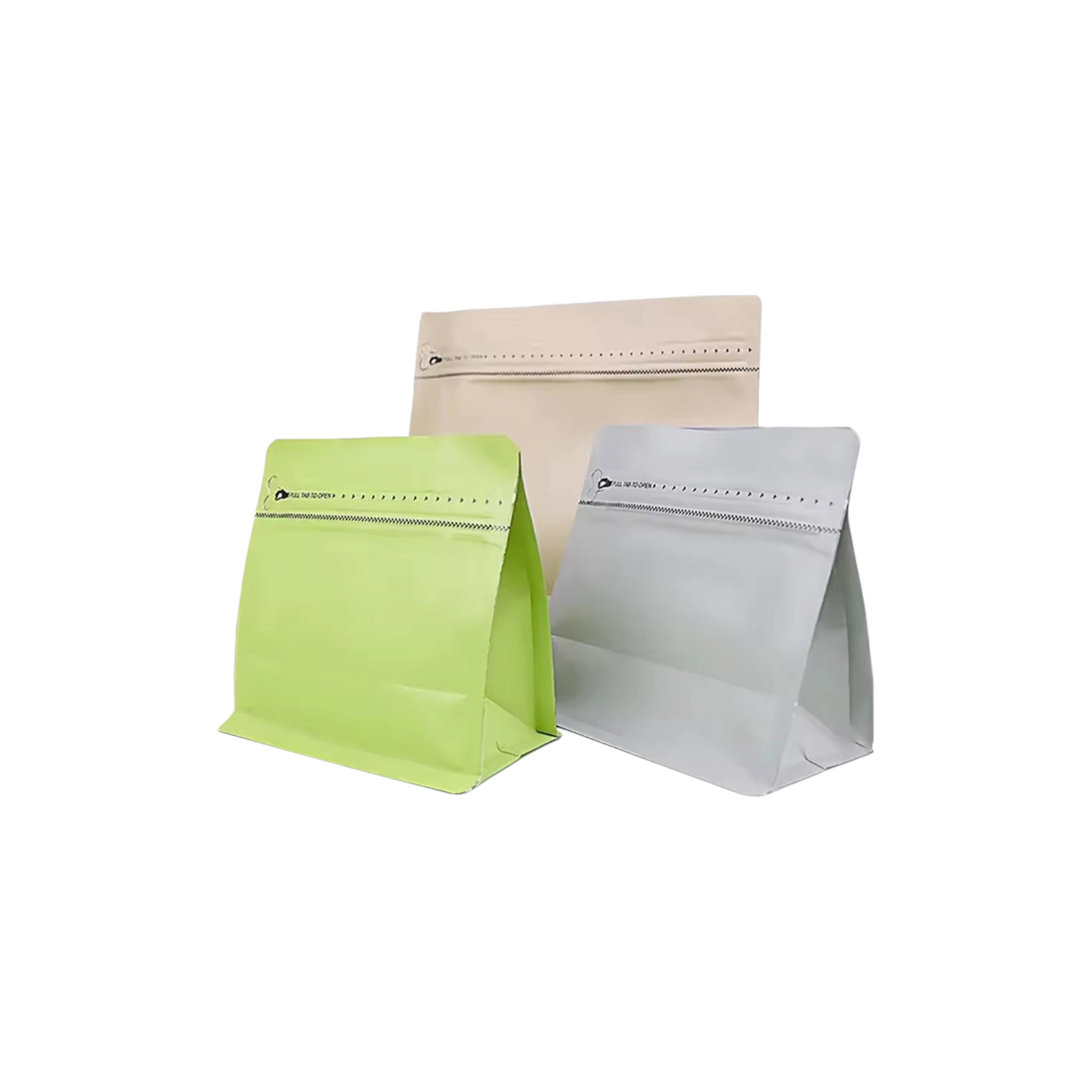 Aluminium Metalized Stand-up Coffee Bean Pouch Bag Bottom  Gusset Landscape - Vacuum Seal Pull-tab with Air Valve Resealable 10Pack