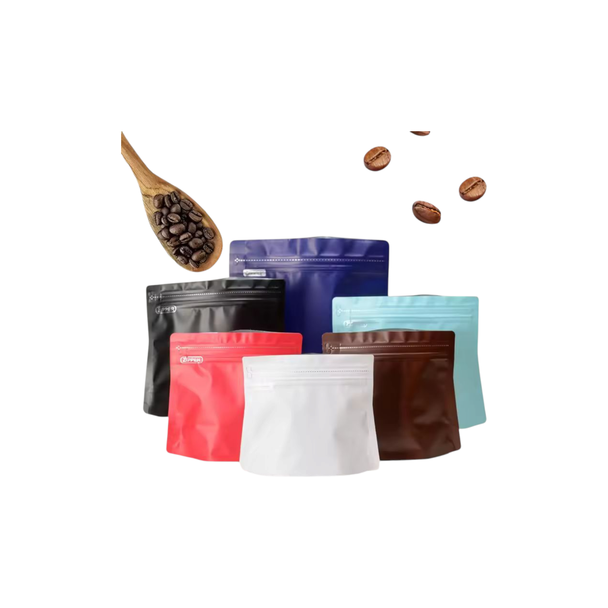 Aluminium Metalized Stand-up Damond Coffee Bean Pouch Bag - Vacuum Seal Pull-tab with Air Valve Resealable 10Pack