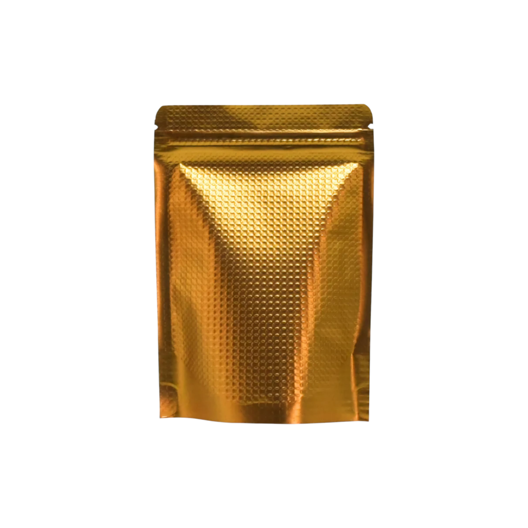 Aluminium Metalized Pouch Bags Zip Lock Resealable Foil Stand-Up with Window Gold Embossed 180mic 10pack