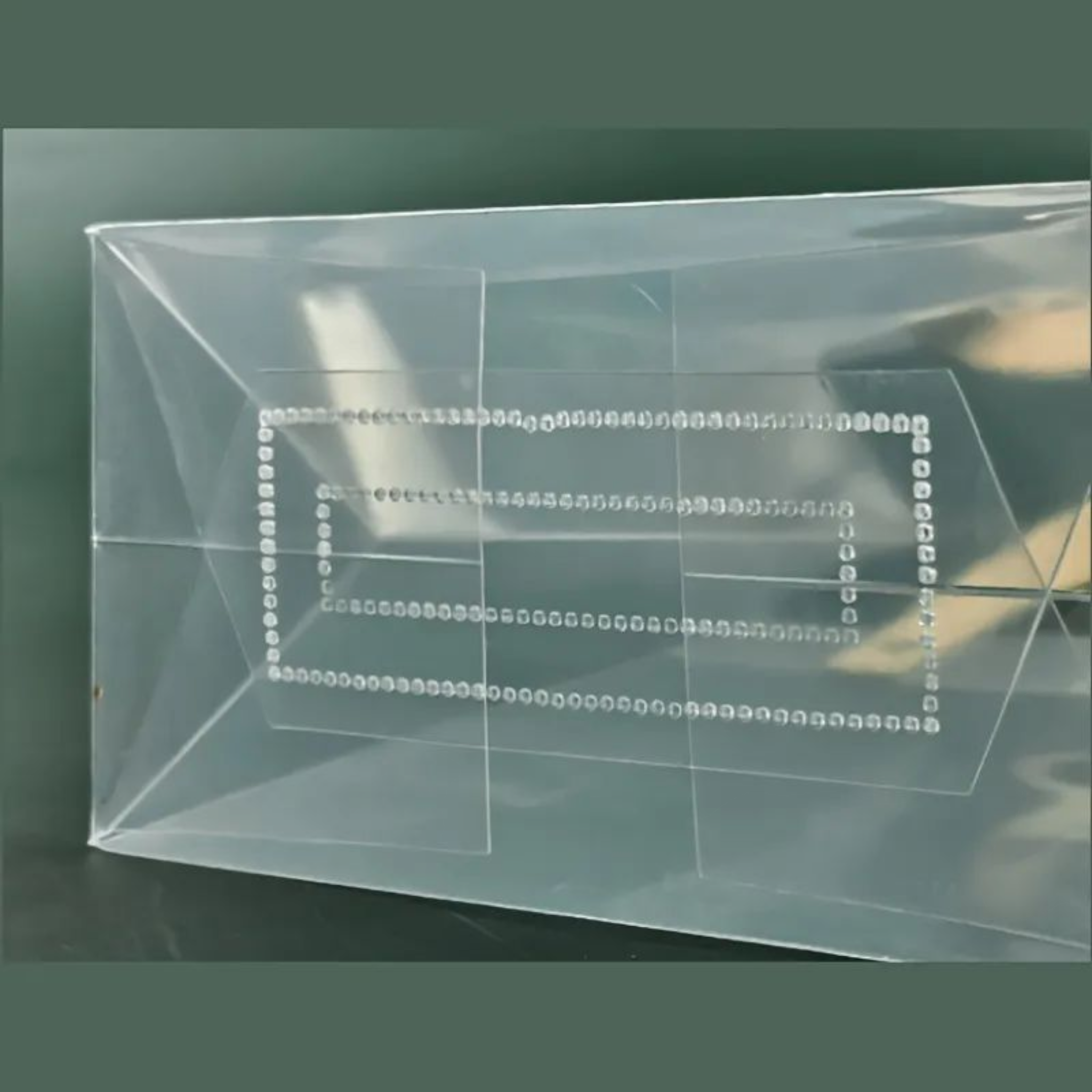 PVC Gift Box Bag Square Frosted with Brown Straw Handle