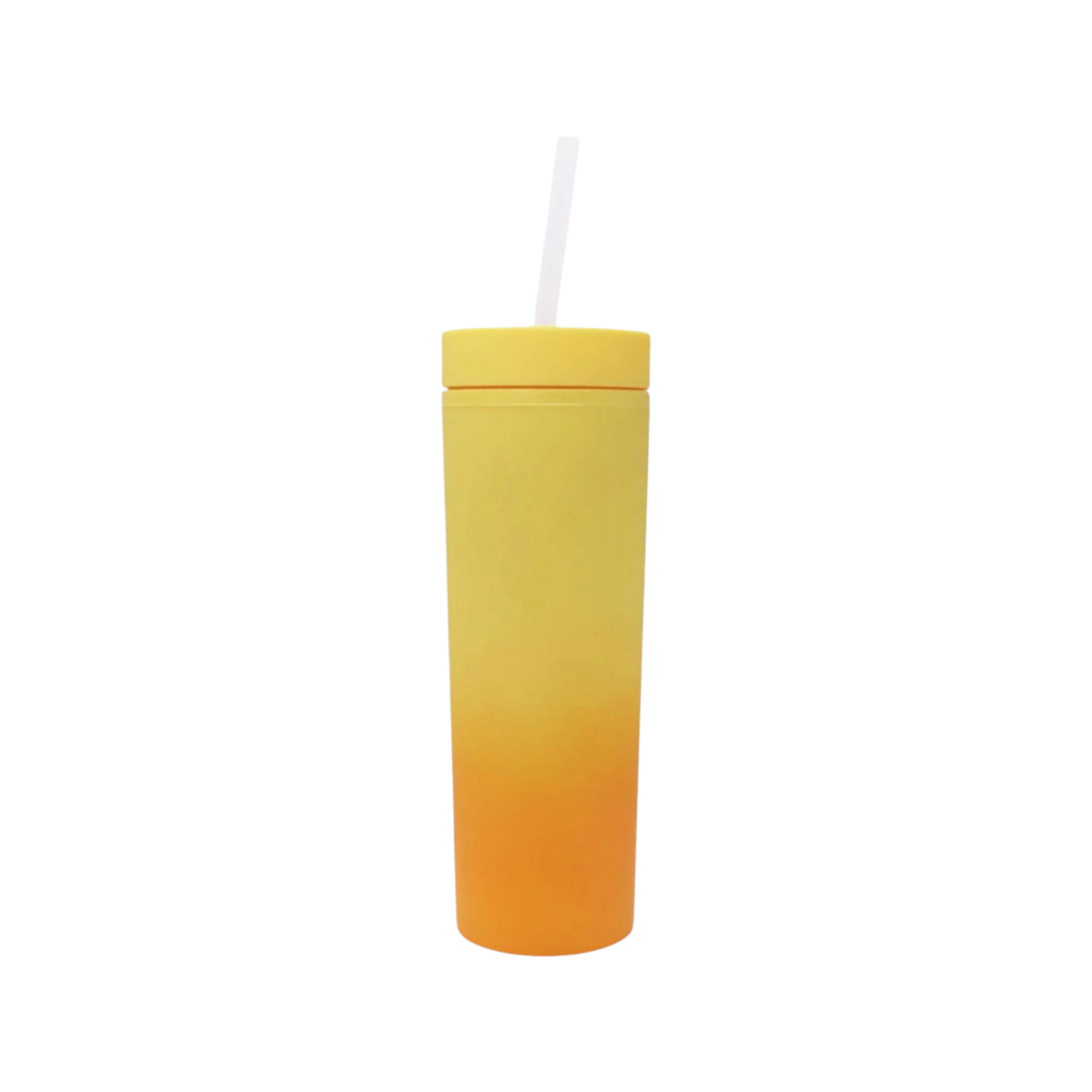 473ml Skinny Drinking Tumbler Pastel 2-Tone Acrylic Bottle Reusable with Lid & Straw 21x7cm