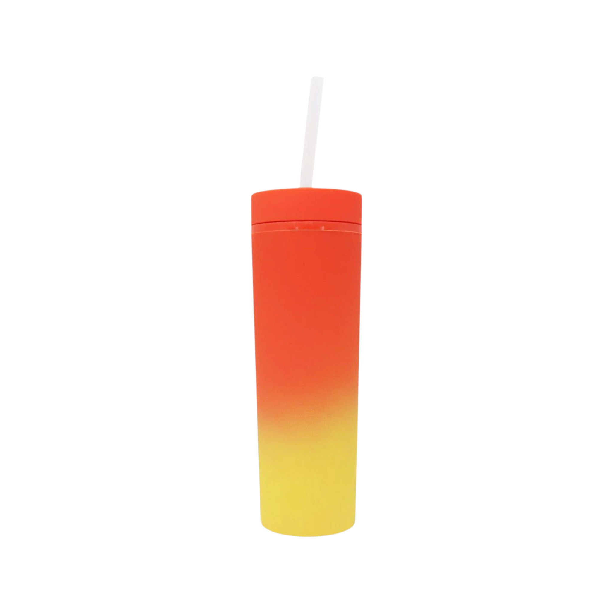 473ml Skinny Drinking Tumbler Pastel 2-Tone Acrylic Bottle Reusable with Lid & Straw 21x7cm