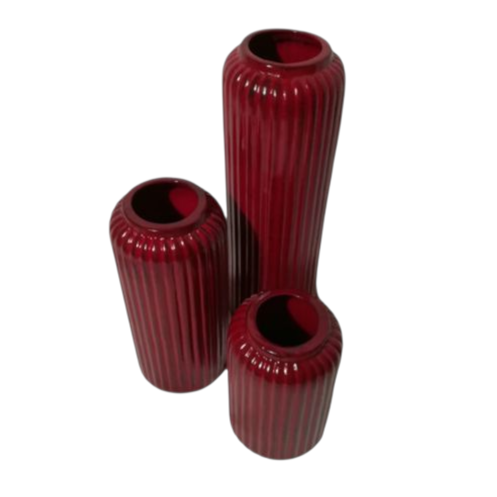 Ceramic Flower Vase Louise Ribbed Bottle Base Metallic 25.5x11cm Bronze