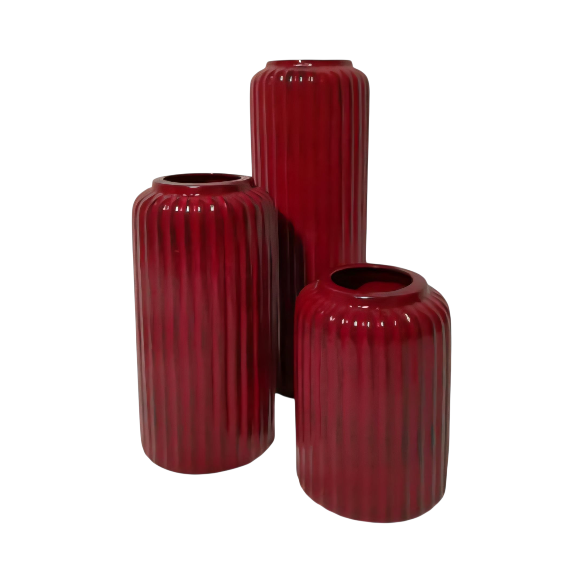 Ceramic Flower Vase Louise Ribbed Bottle Base Metallic 25.5x11cm Bronze