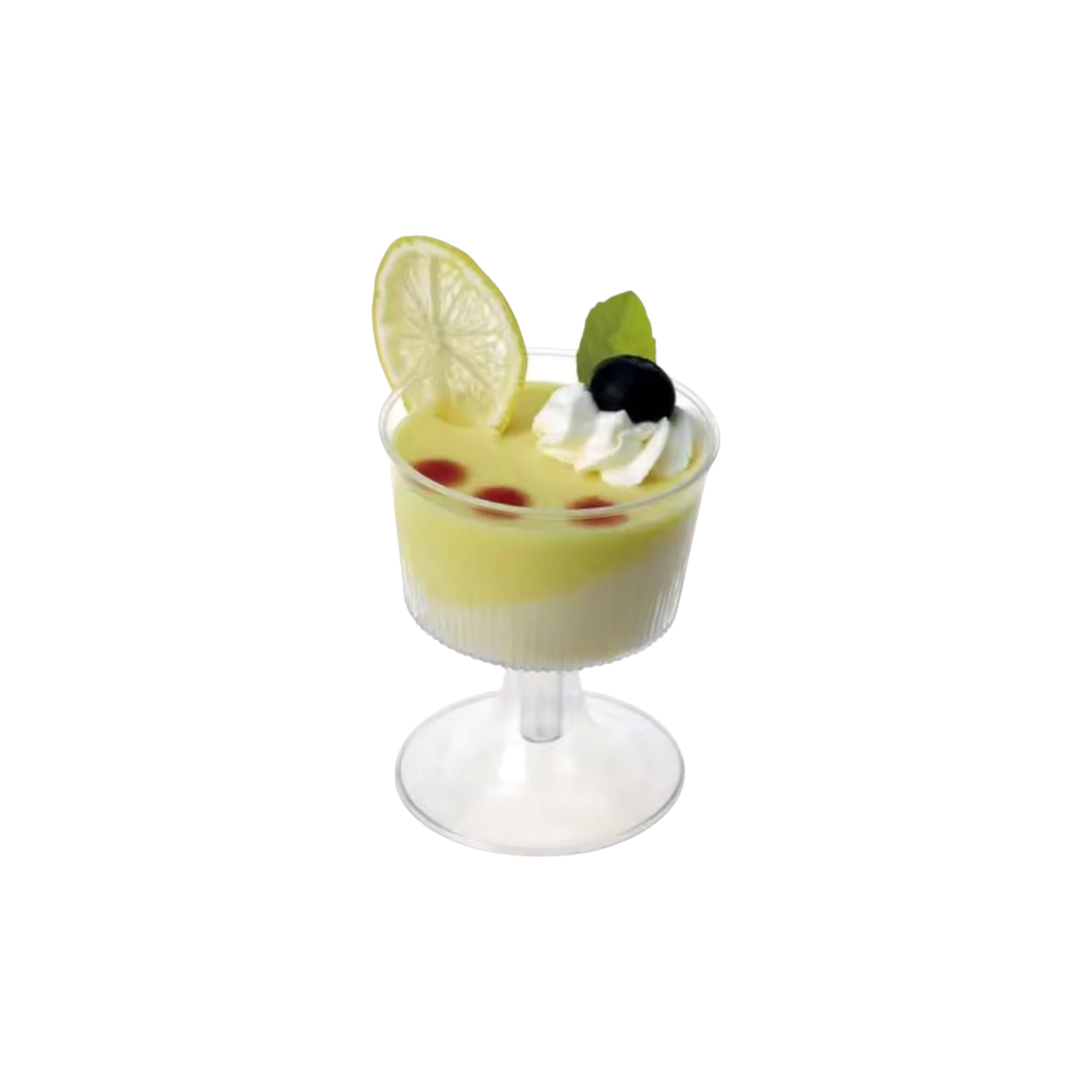 Acrylic Plastic Mini Stem Ribbed Reusable Dessert Cups 120ml 10pcs 6.3x7.2cm