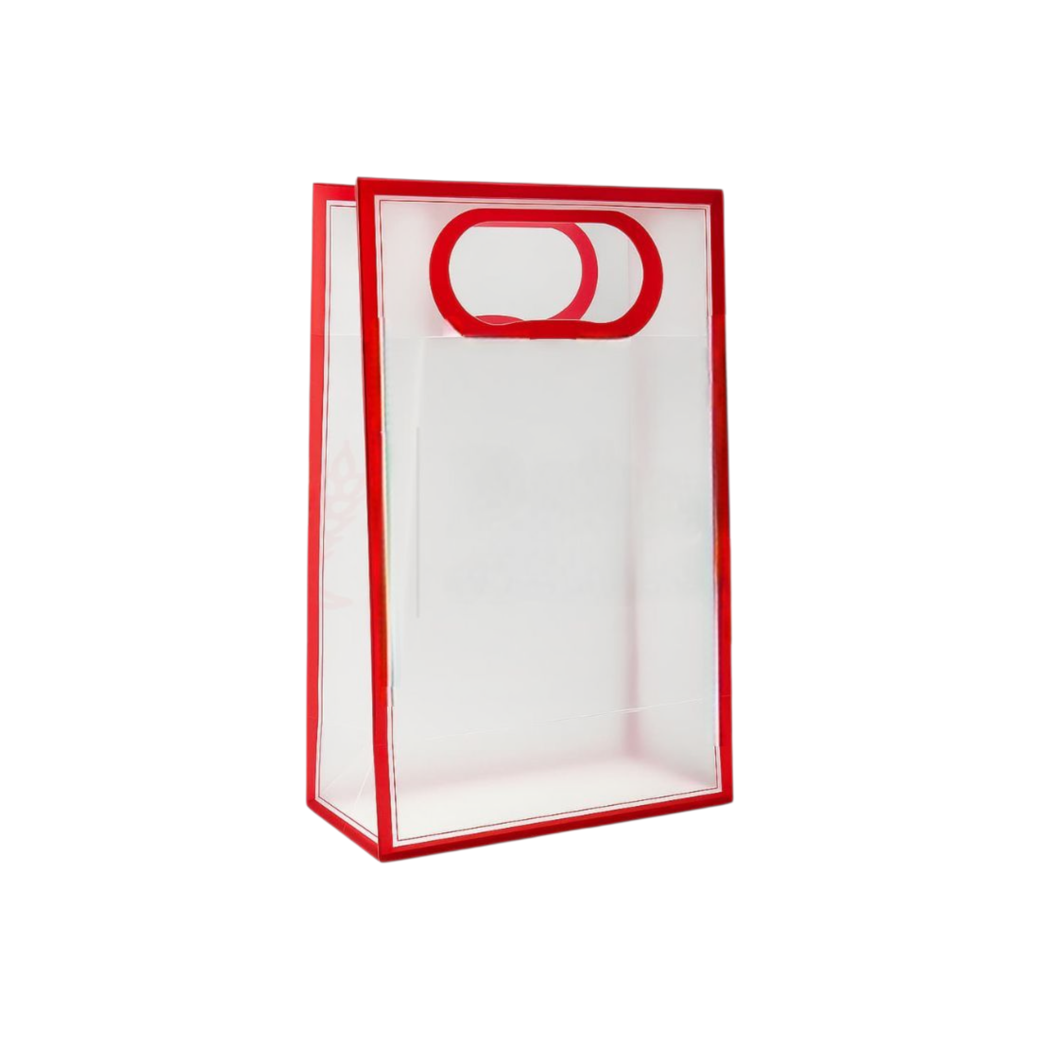 PVC Boutique Gift Shopping Bags with Color Border & Die Cut Handle 35x24x10cm