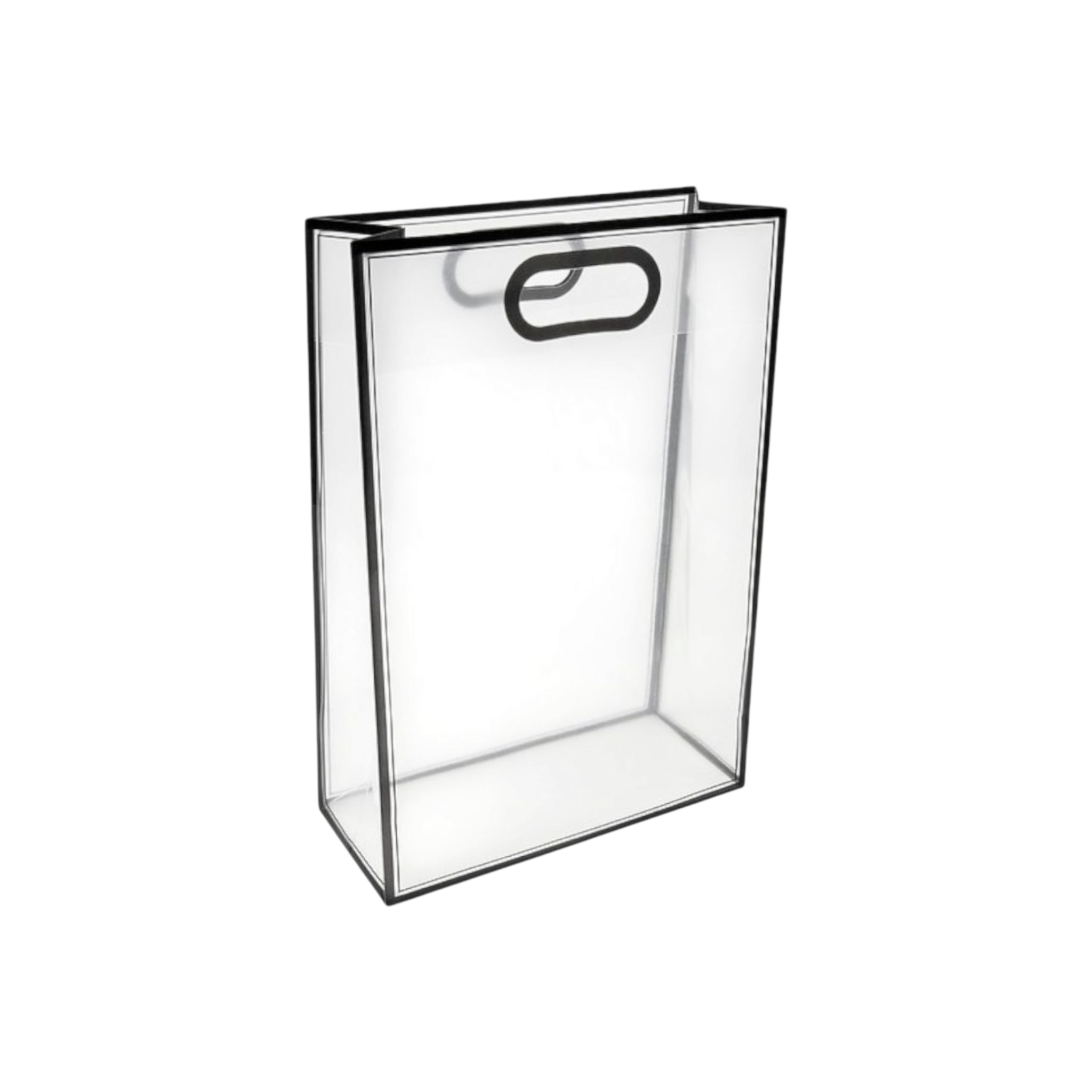 PVC Boutique Gift Shopping Bags with Color Border & Die Cut Handle 35x24x10cm