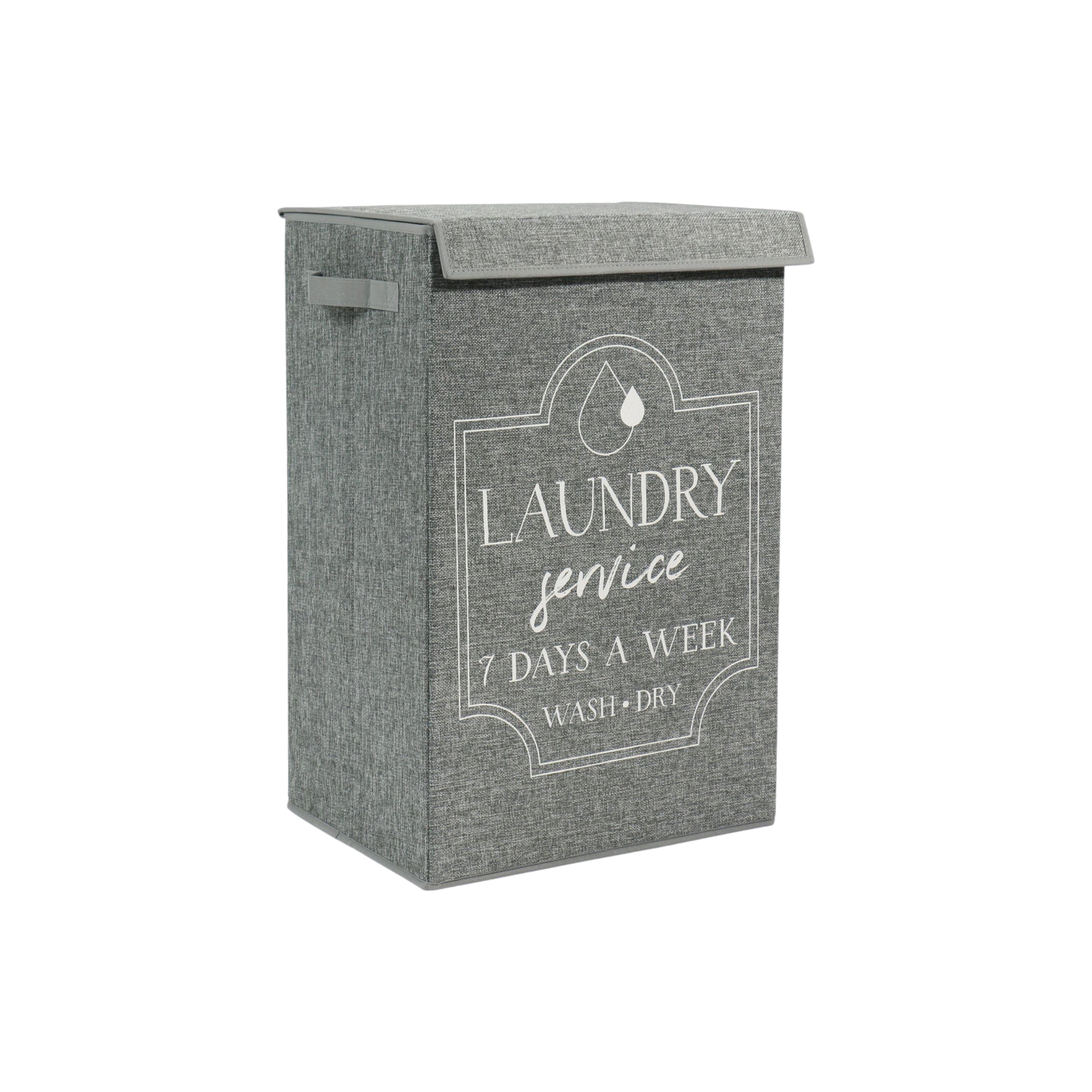 Woven Laundry Bin Basket Grey 40x30x60cm Scripted